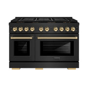 ZLINE - 48 in. Wide 8 Burner Autograph Black Stainless Paramount Gas Range with 8 DuoPro Burners & Gold Accents (PSGRBZ-48-G) - Black Stainless Steel