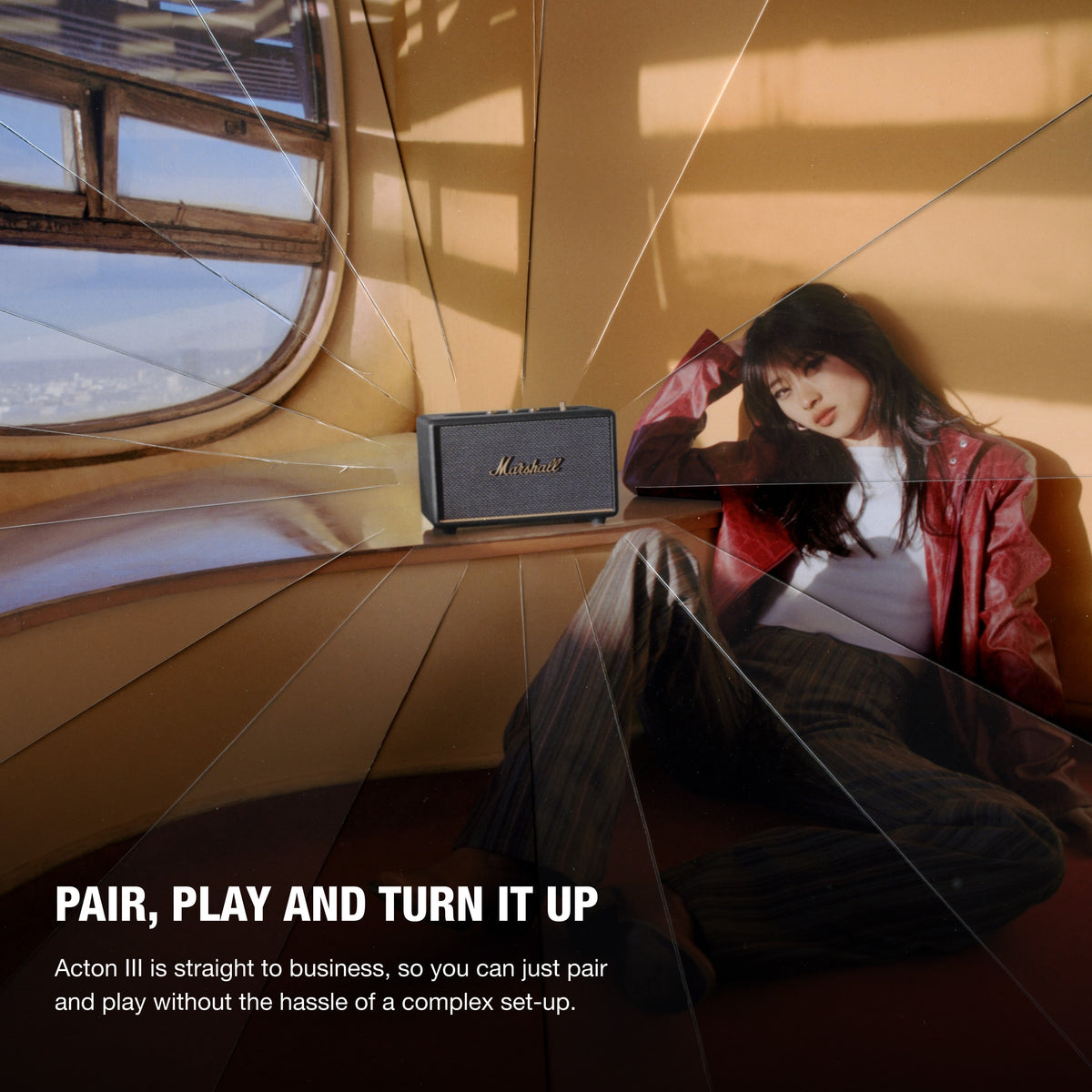 Marshall - Acton III Bluetooth Home Speaker with Bass / Treble / Volume Controls and 3.5 mm Auxiliary Input - Black