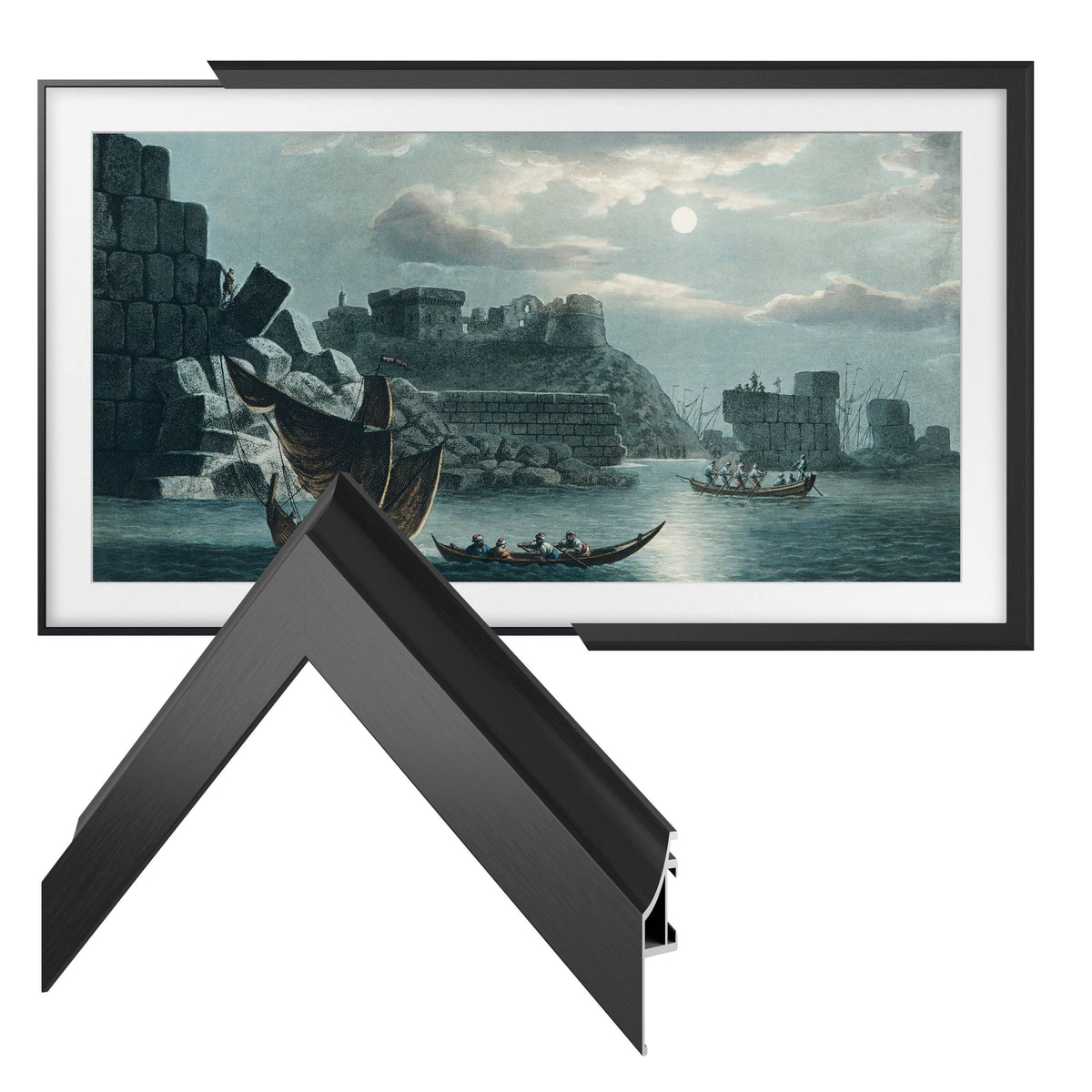 Deco TV Frames - Alloy Scoop Bezel for Samsung The Frame and Frame Pro TV - 55" - Anodized Black