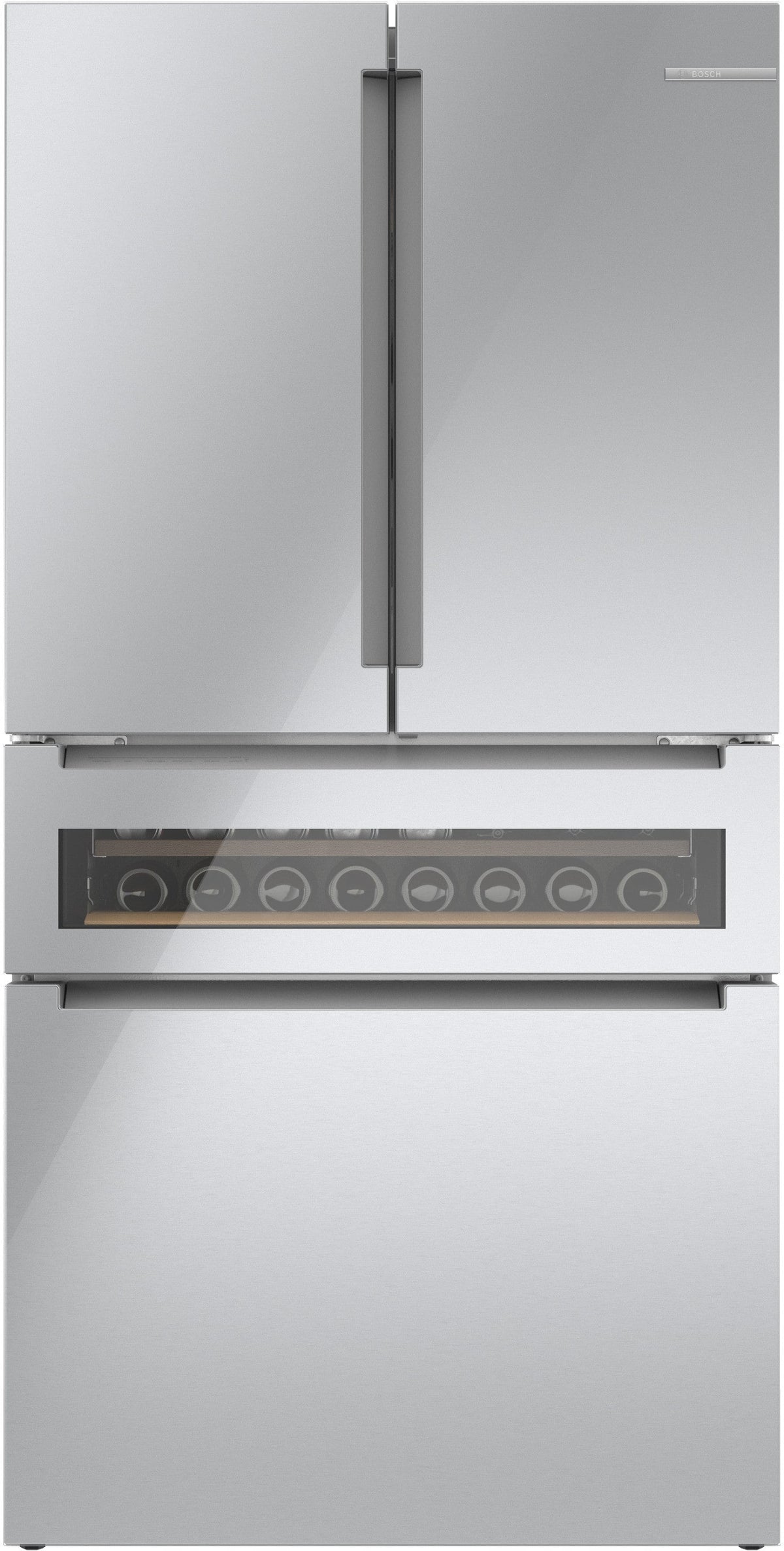 Bosch - 800 Series 36 in. Wide 20 Cu. Ft. 4-Door French Door Bottom Freezer Counter-Depth Smart Refrigerator - Stainless Steel
