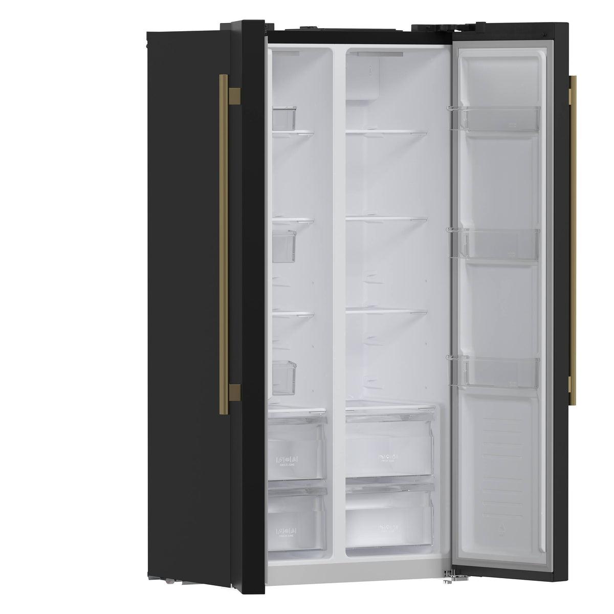 Forno Appliances - 33 in. Wide Salerno 15.6 Cu. Ft. Freestanding Counter-Depth Side-by-Side Refrigerator with Customizable Handles - Black
