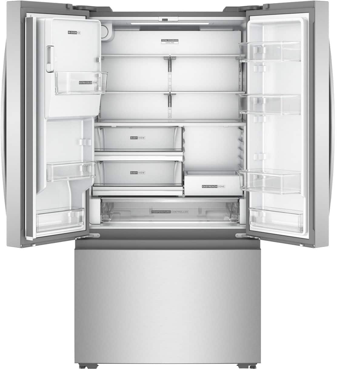 Whirlpool - 36 in. Wide 23 cu. ft. French Door Counter-Depth Refrigerator with In-Door Water and Ice - Fingerprint-Resistant Stainless Finish