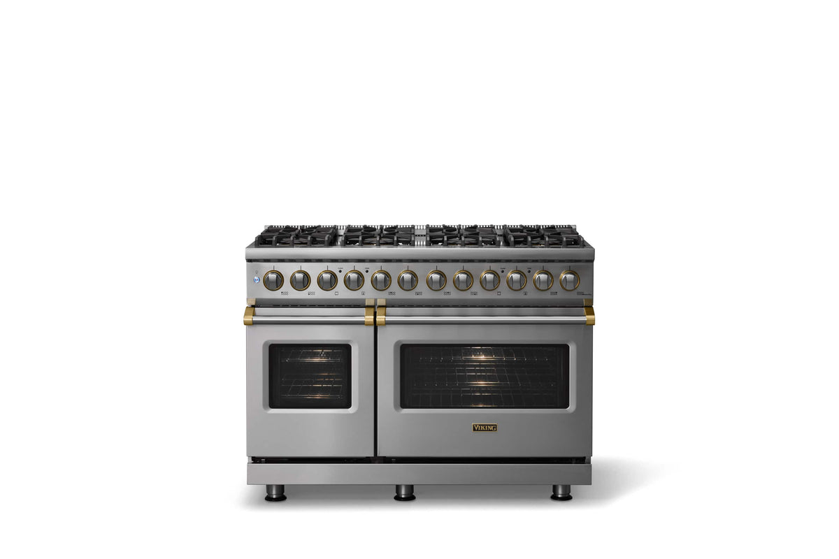 Viking - 48"W. Pro5S 7.3 Cu.Ft. Freestanding Self-Clean LP Sealed 8B LP Dual Fuel Convection Rng/Grdl-SS/BB - Stainless Steel