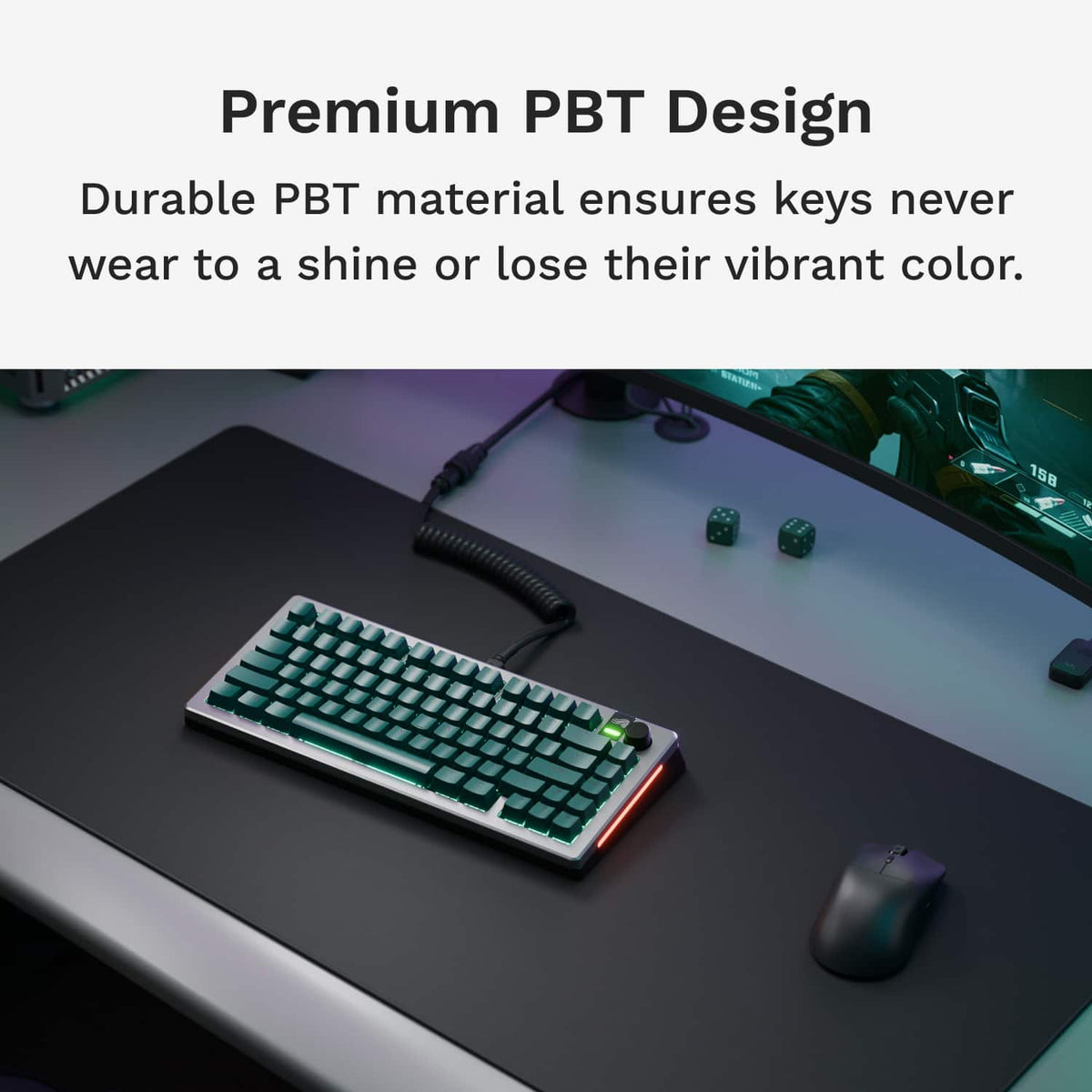 Glorious - GPBT Basics Universal Keycap Set Compatible with Most 100% 85% 80% TKL 60% Compact 75% Mechanical Keyboards - Totem Green