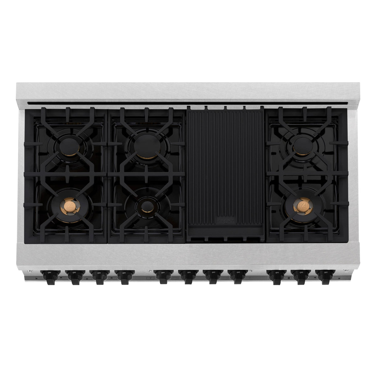 ZLINE - 48 in. Wide 8 Burner Autograph Legacy Dual Fuel Range in Satin Steel w/ White & Black Accents (RASZ-WM-48-MB) - Stainless Steel