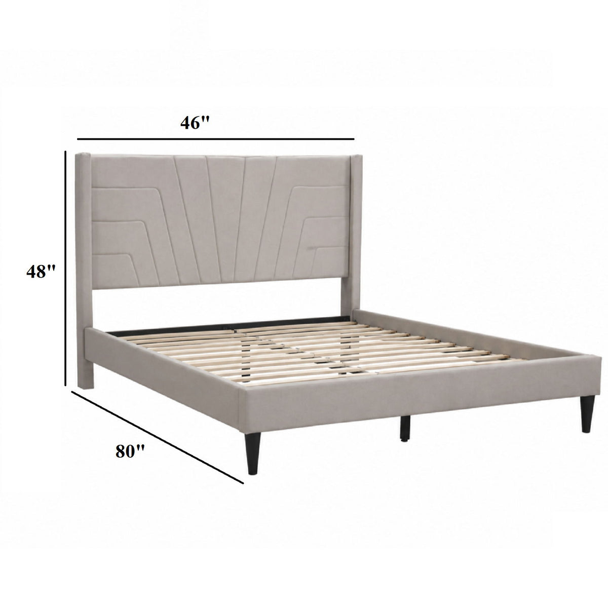 Cama plataforma tamaño King del este, cabecero tapizado - Marrón claro