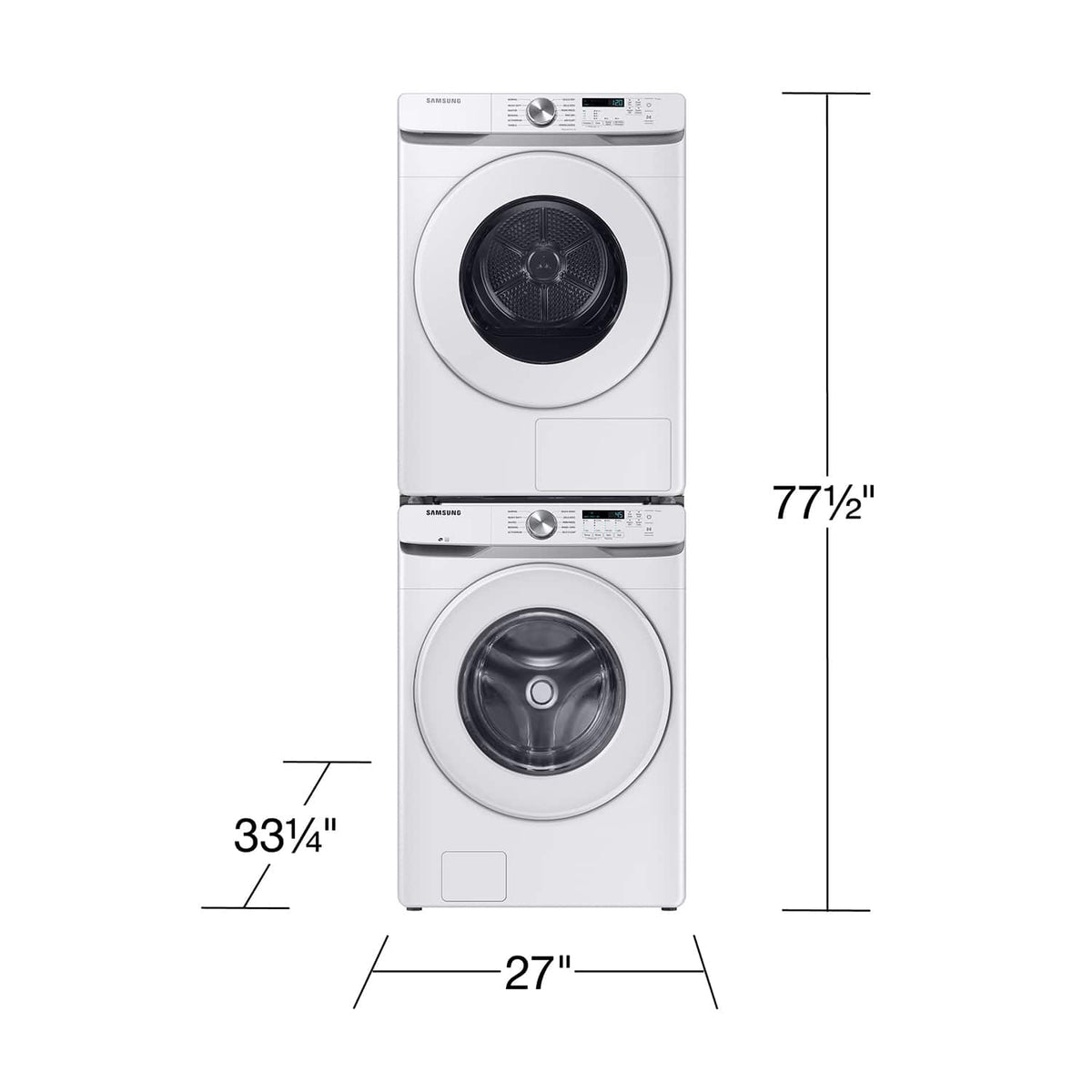 Samsung - 7.5 Cu. Ft. Stackable Smart Ventless Hybrid Heat Pump Electric Dryer with Sensor Dry - White