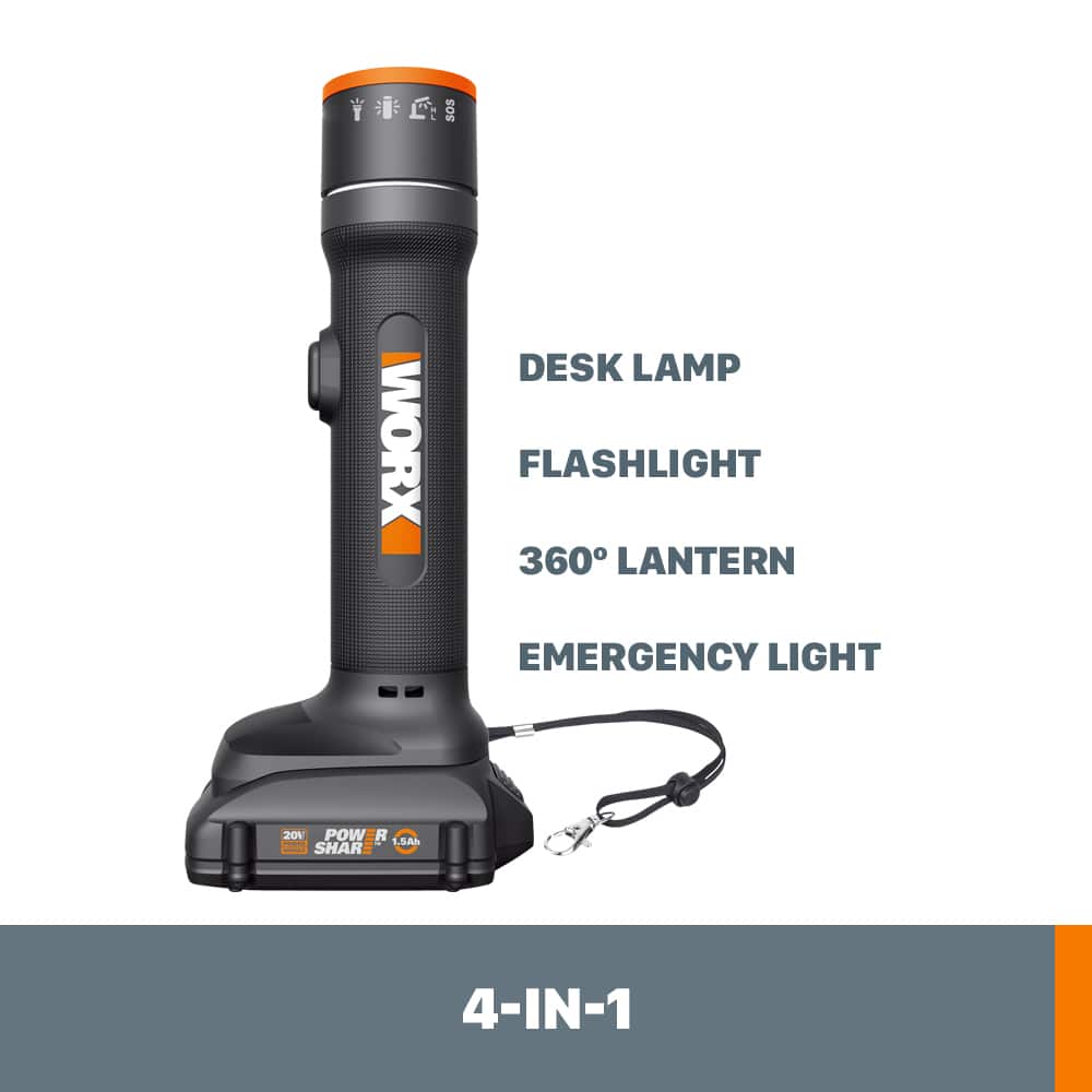 WORX - 20V Power Share Multi-Function LED Flashlight with Battery and Charger - Black