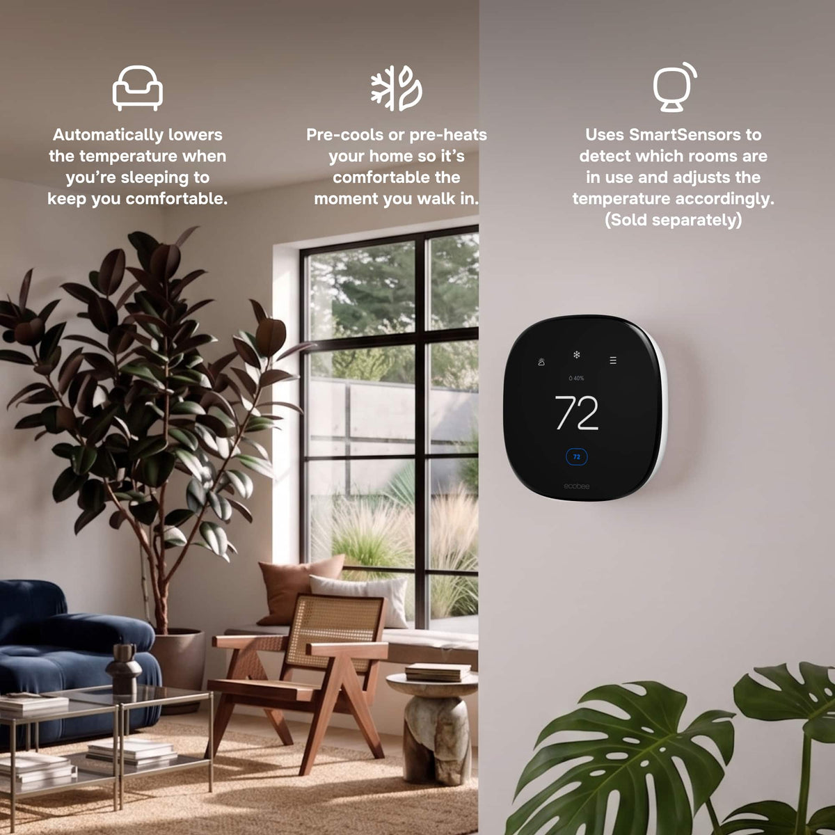 ecobee - Smart Thermostat Enhanced, Programmable Wifi Thermostat - Black