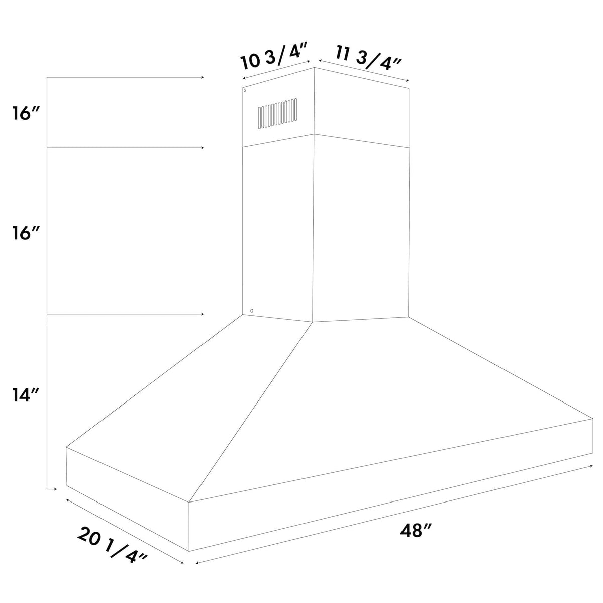 ZLINE - 48 inches - Externally Vented - Wall Range Hood - Stainless Steel