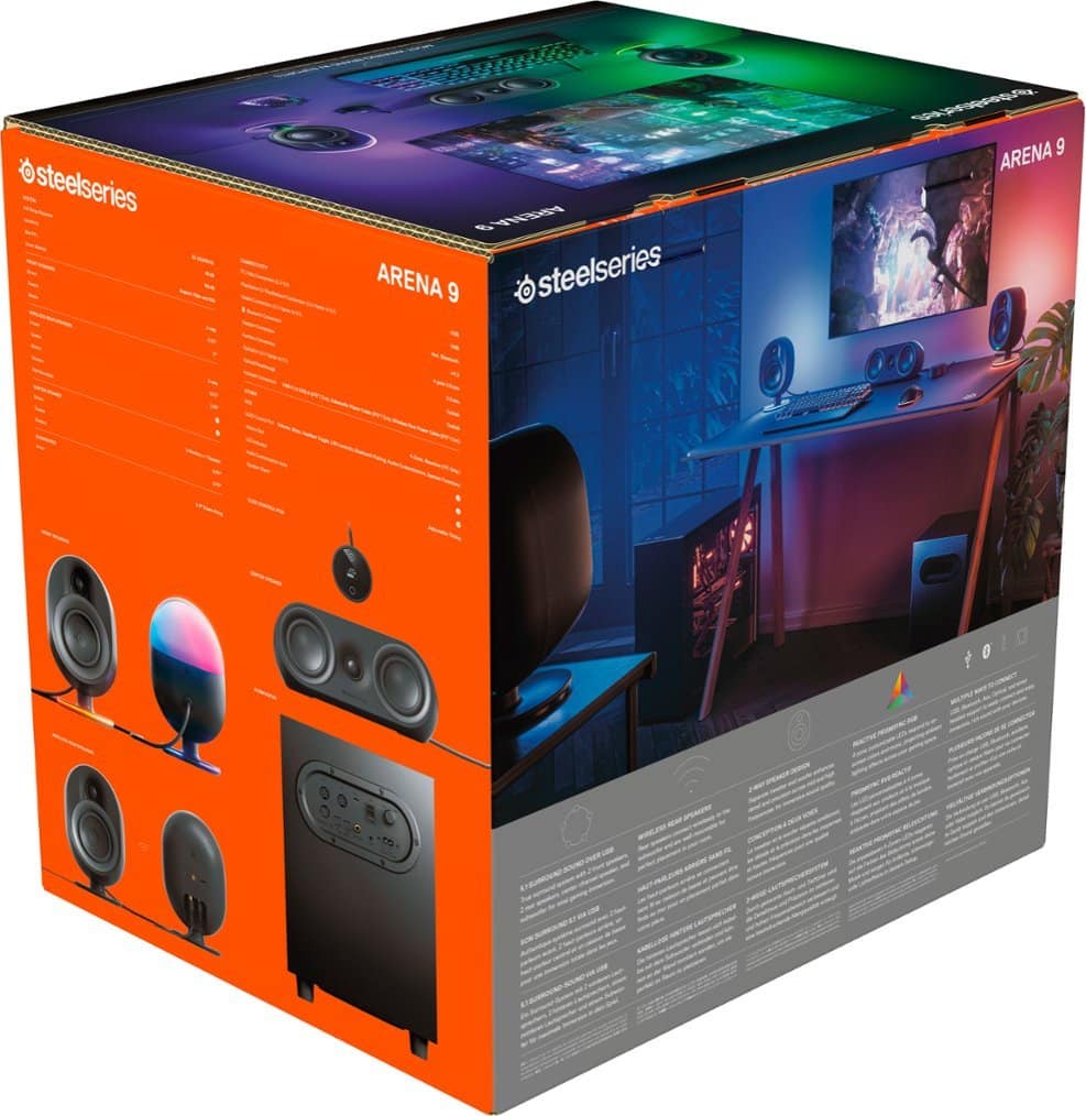 SteelSeries - Arena 9 5.1 Bluetooth Gaming Speakers with RGB Lighting (6 Piece) - Black
