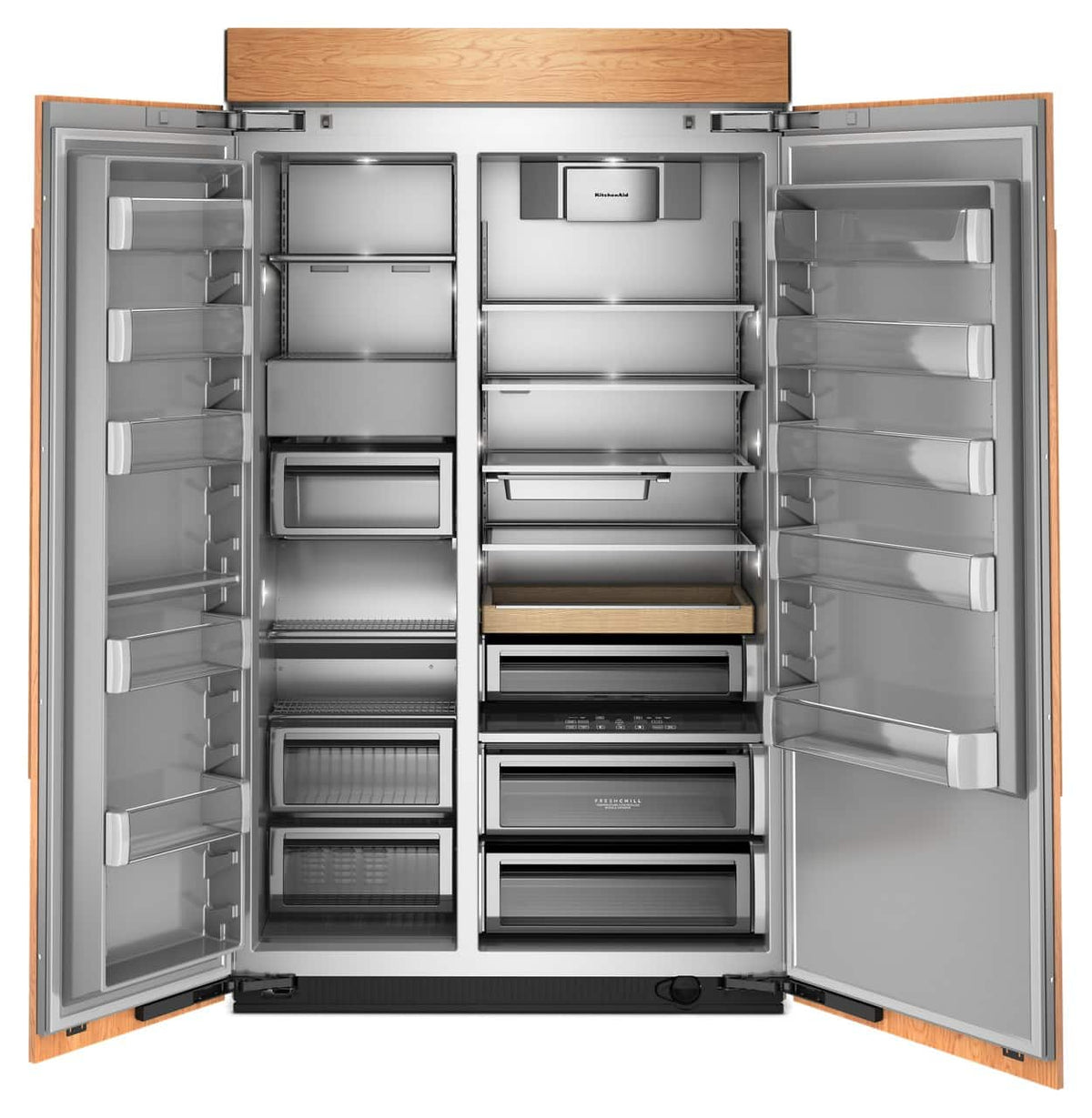 KitchenAid - 48" wide 30 cu. ft. Built-In Panel-Ready (not included) Side-by-Side Refrigerator with Platinum Interior - Custom Panel Ready