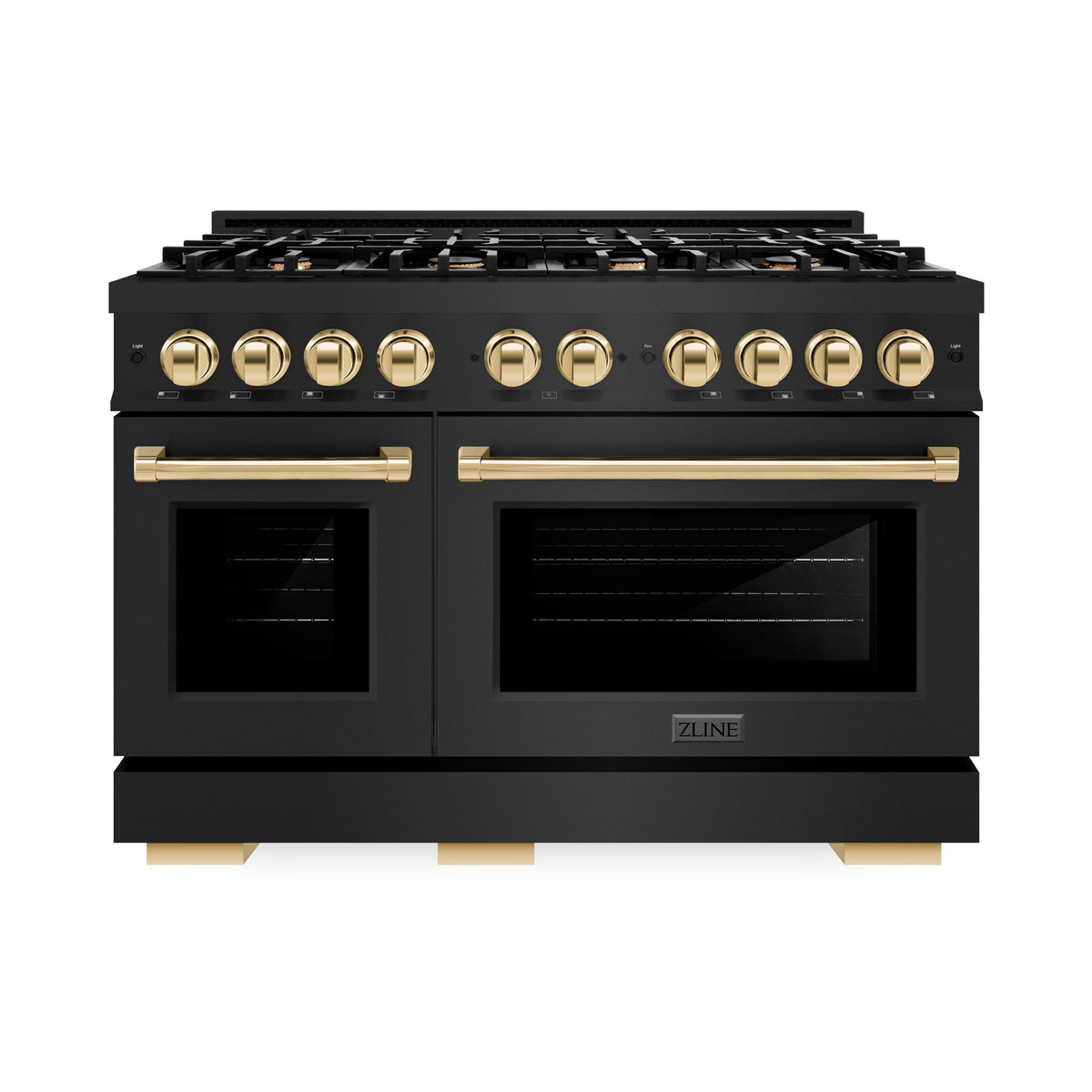 ZLINE - 48 in. Wide 8 Burner Autograph Select Dual Fuel Range with Gold Accents (HDRBZ-48-G) - Black Stainless Steel