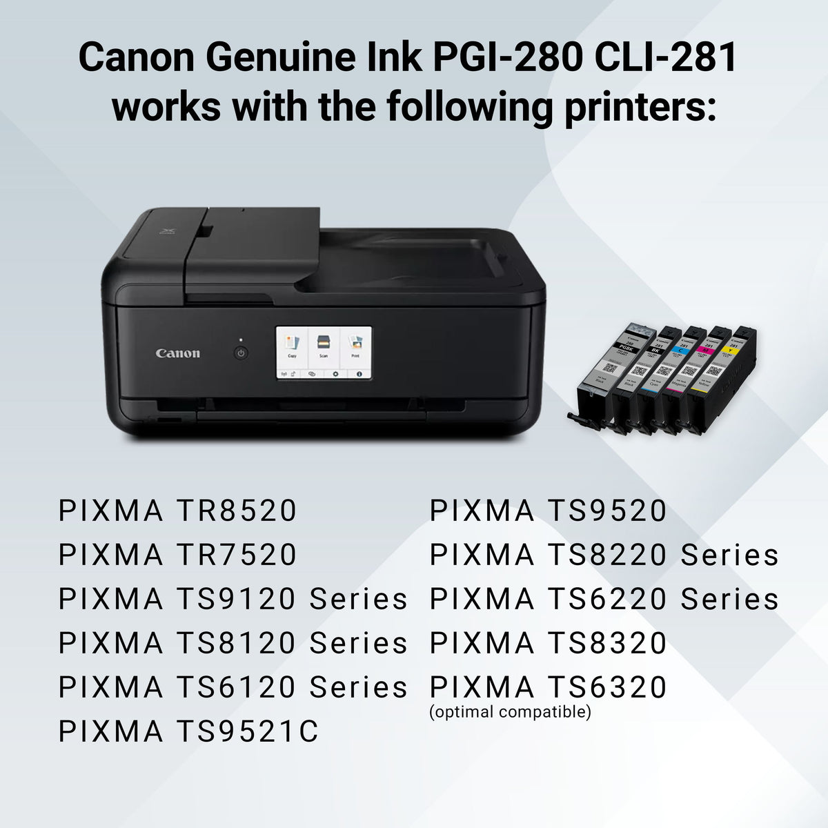 Canon - PGI-280 XL / CLI-281 5-Pack High-Yield - Pigment Black, Standard Capacity Ink Cartridges - Black/Cyan/Magenta/Yellow