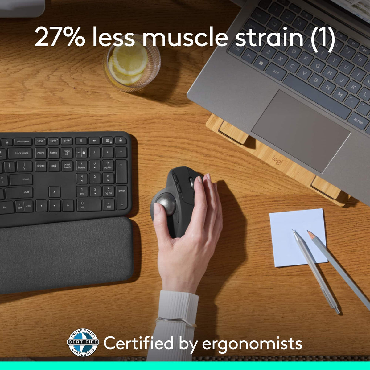 Logitech - MX ERGO S PLUS Wireless Ergonomic Trackball Mouse with 6 Programmable Buttons - Wireless - Graphite