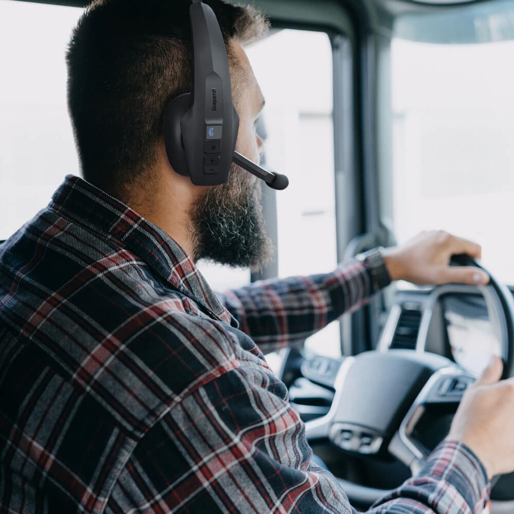 BlueParrott - Pro B350 Wireless Bluetooth Mono Headset with 98% AI Voice Isolation Mics and Lightweight Headband - Black