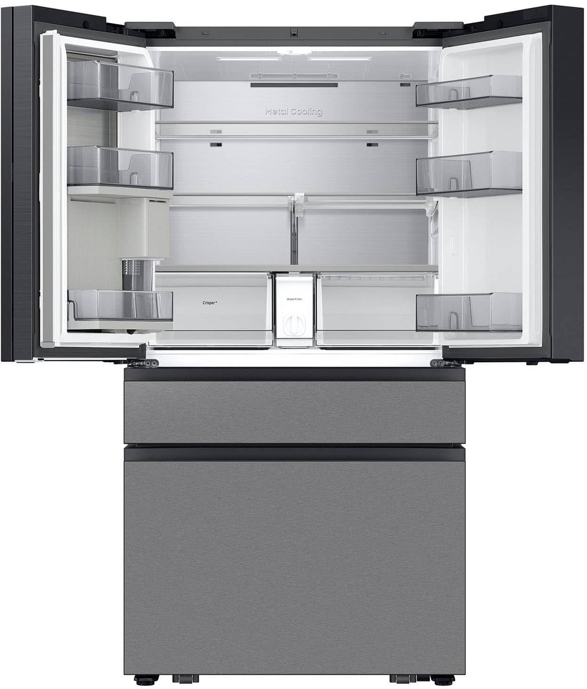 Samsung - 36 in. Wide Bespoke 23 cu. ft. Counter Depth 4-Door French Door Refrigerator with AI Home - Charcoal Glass / Stainless Steel