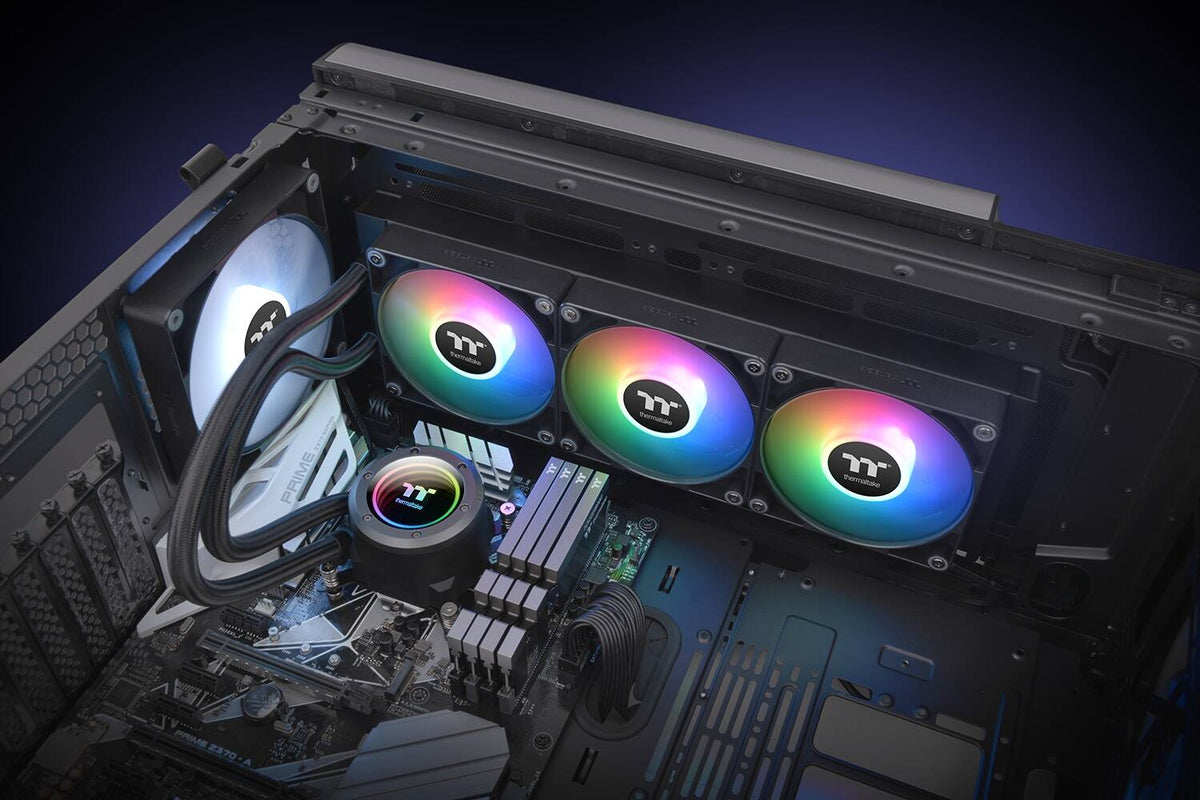 Thermaltake - TH360 V2 ARGB Sync 360mm AIO Liquid Cooler (3x 120mm ARGB PWM Fans) with Mirror Rotating Cap Design - Black