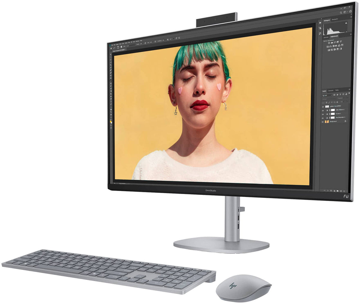HP - OmniStudio X - Copilot+ PC - 31.5" 4K UHD AiO w/ Adjustable Height - Intel Core Ultra 7 258V '24 - 32GB Memory - 1TB SSD - Meteor Silver