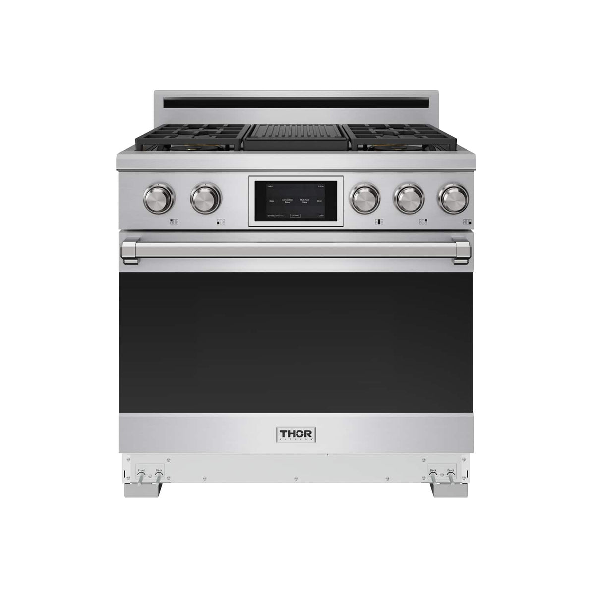Thor Kitchen - 36 in. Wide 5 Burner 6.0 Cu Ft. Freestanding Dual Fuel Gas Range - Stainless Steel