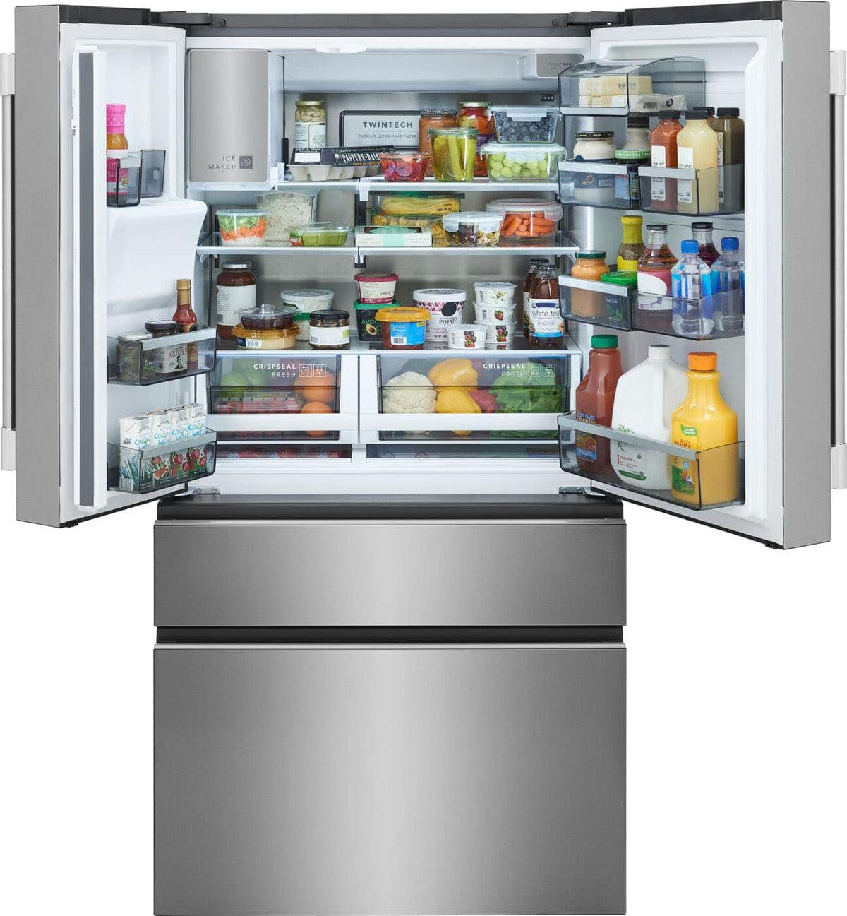 Frigidaire - Professional 36 in. Wide 21 Cu. Ft. Counter-Depth 4-Door French Door Refrigerator with Custom-Flex Temp Drawer - Stainless Steel