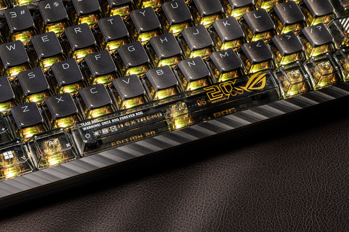 ASUS - ROG Azoth Extreme 75% Wireless Mechanical Gaming Keyboard with ROG NX V2 Snow Linear Switches and Color OLED Touchscreen - 20th Edition