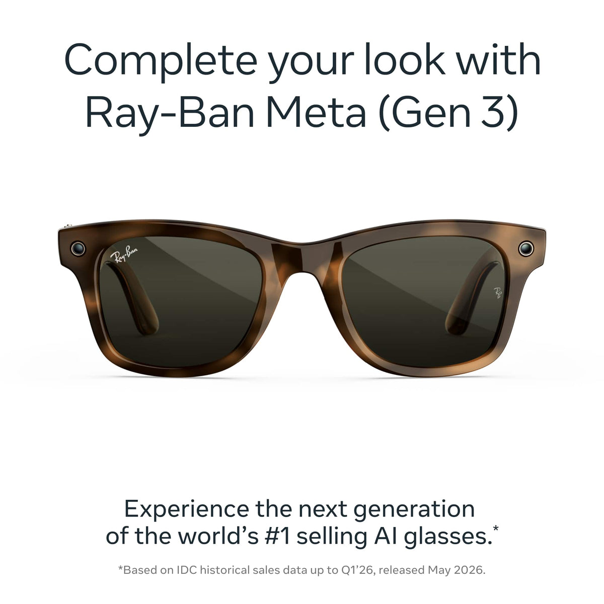 Ray-Ban Meta - (Gen 3) Wayfarer, AI Glasses with Camera - Green Lenses - Havana