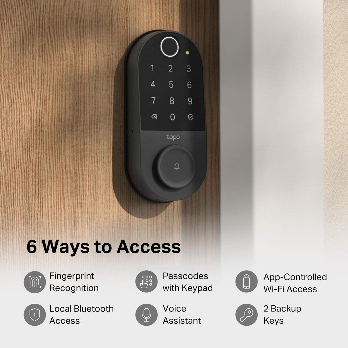 TP-Link - Tapo DL110 Smart Wi-Fi Deadbolt Lock - Lock/Unlock using Keypad, App, or Fingerprint Recognition - Replaces Most Locks - Black