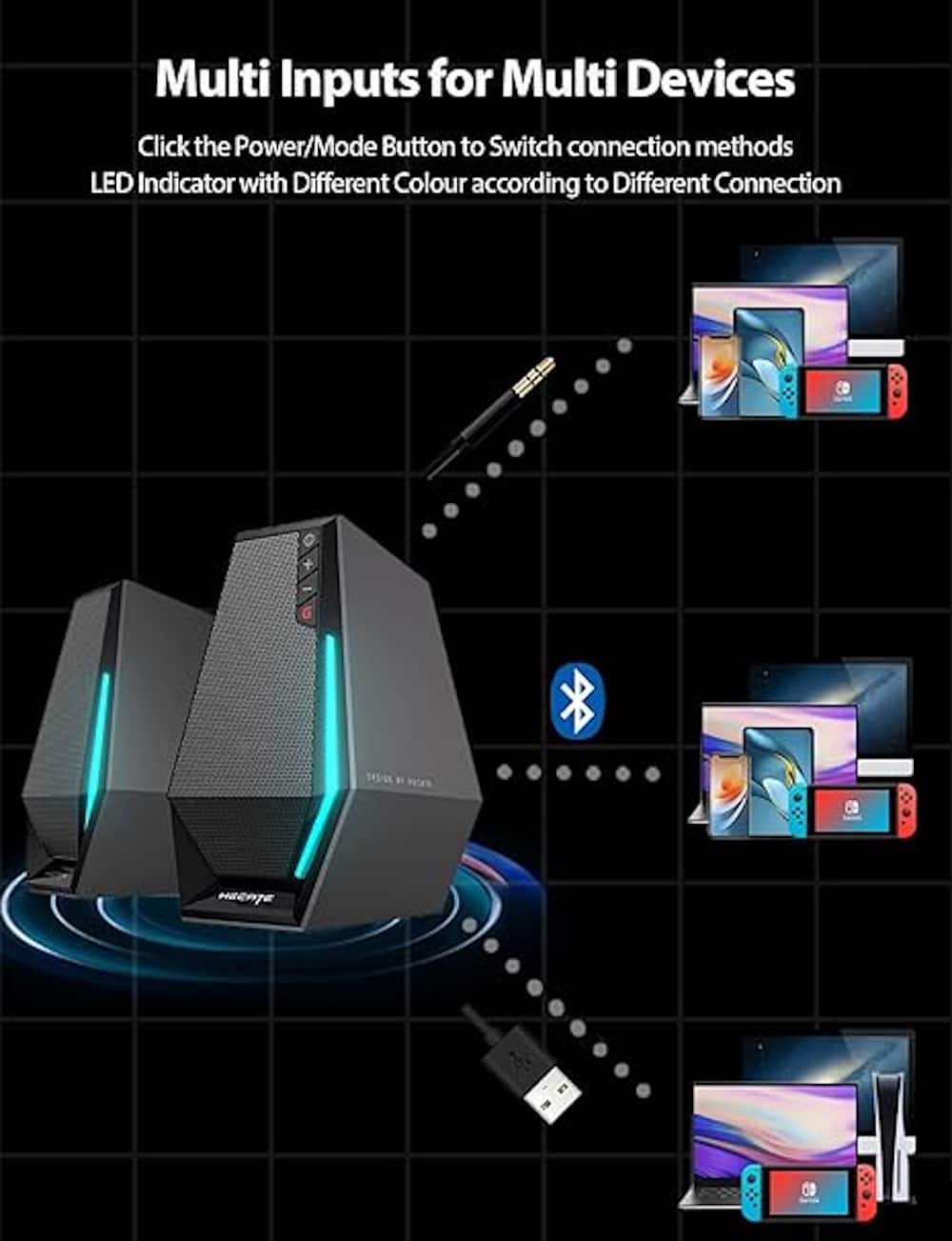 Edifier - G1500 2.0 Bluetooth Gaming Speakers with RGB Lighting (2-Piece) - Black