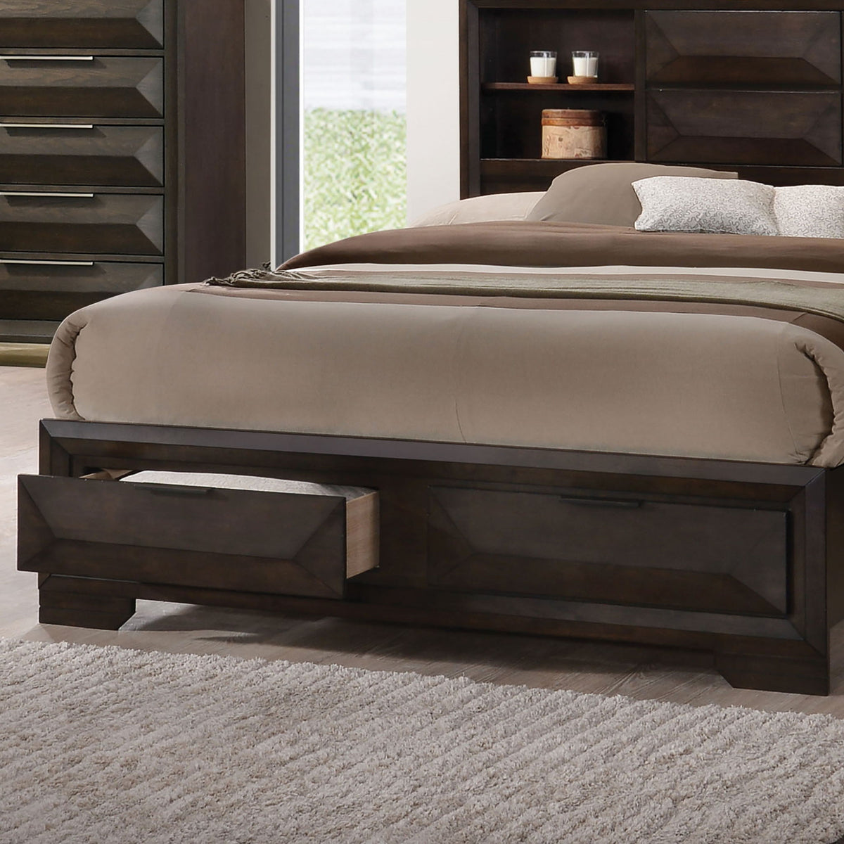 Cama de 3 piezas con almacenaje y 2 mesitas de noche