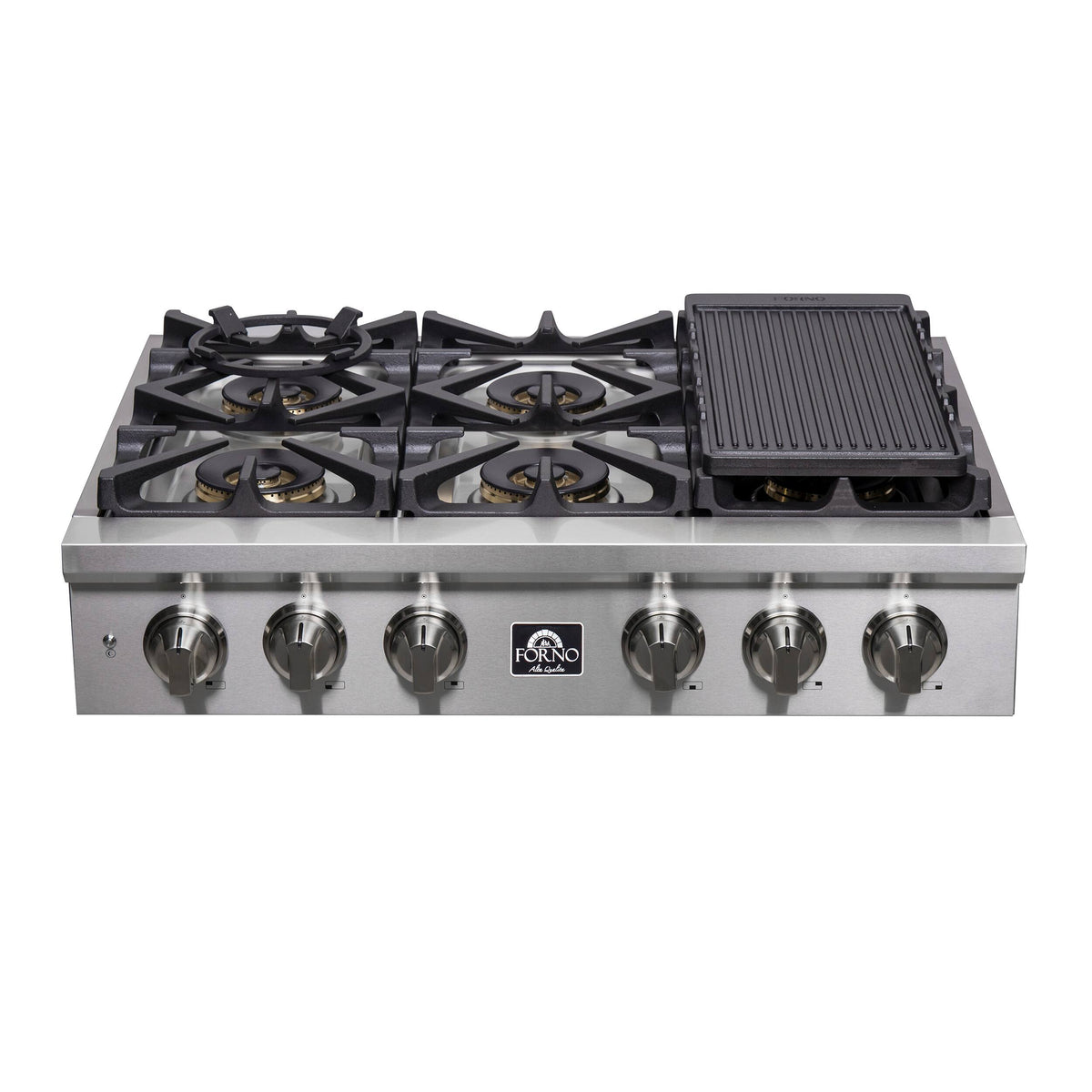 Forno Appliances - 36 in. Wide 6 Burner FORNO ALTA QUALITA PRO-STYLE GAS RANGETOP - Silver