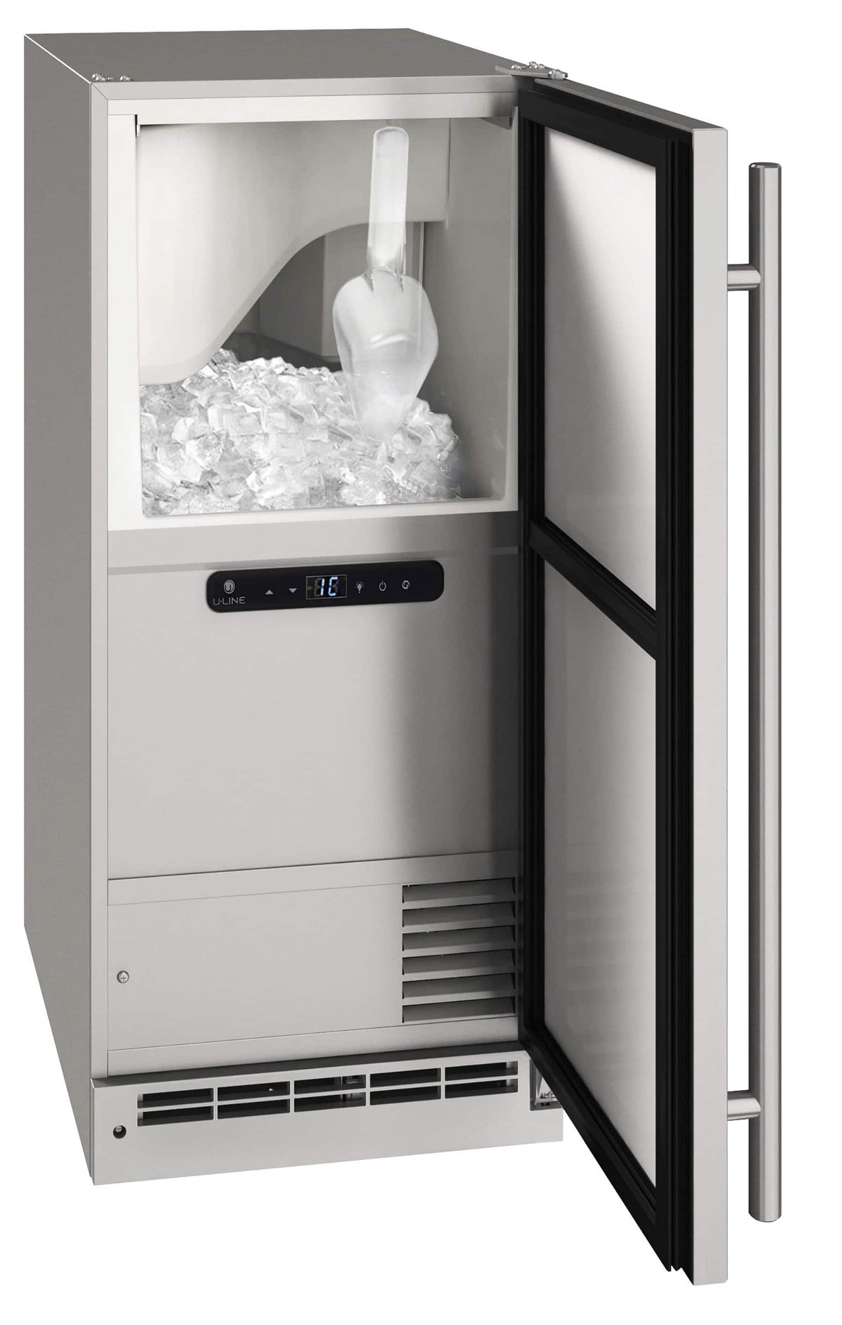 U-Line - 15" 55-lb Freestanding Icemaker - Stainless Steel
