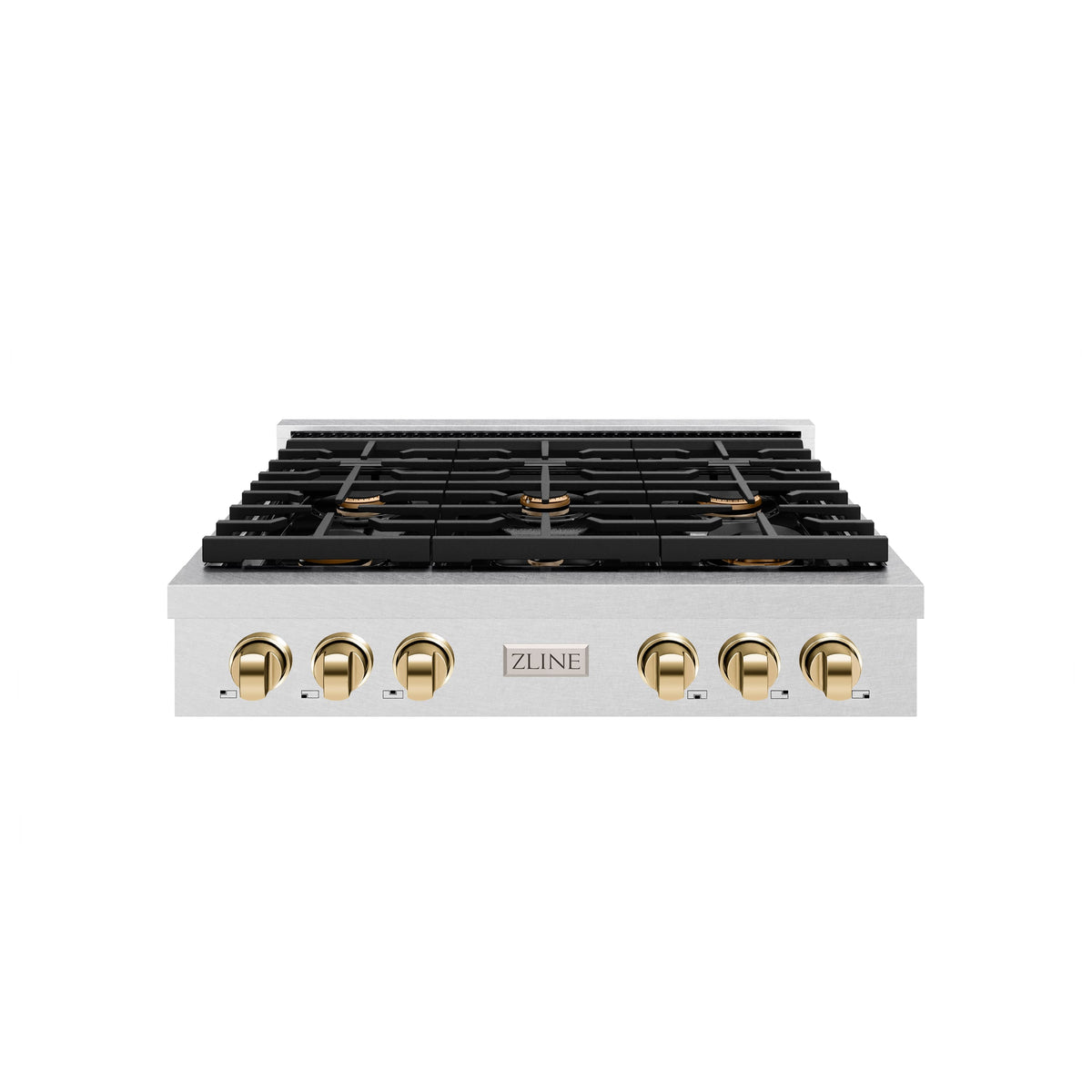 ZLINE - 36 in. Wide 6 Burner AutographParamount Gas Rangetop with Gold Accents (SRTSZ-36-G) - Stainless Steel