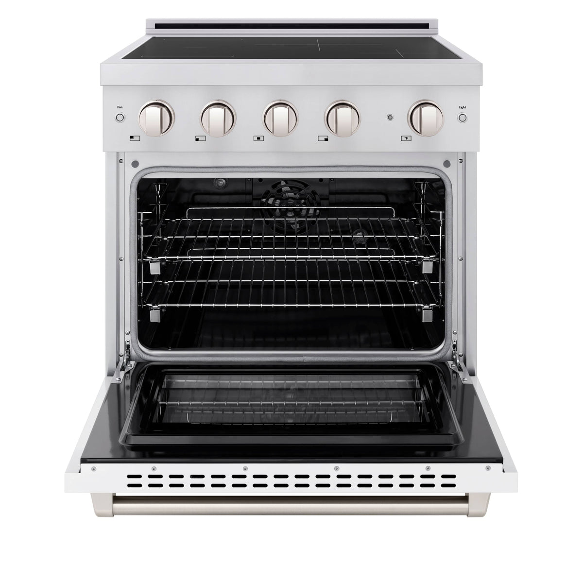 ZLINE - 30 in. Wide 4 Elements 4.2 cu. ft. Paramount Freestanding Induction Range with Electric Oven with White Matte Door - Matte White