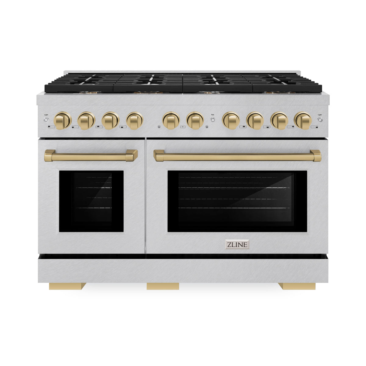 ZLINE - 48 in. Wide 8 Burner Autograph Paramount Dual Fuel Satin Steel Range with  Bronze Accents (SDRSZ-48-CB) - Stainless Steel
