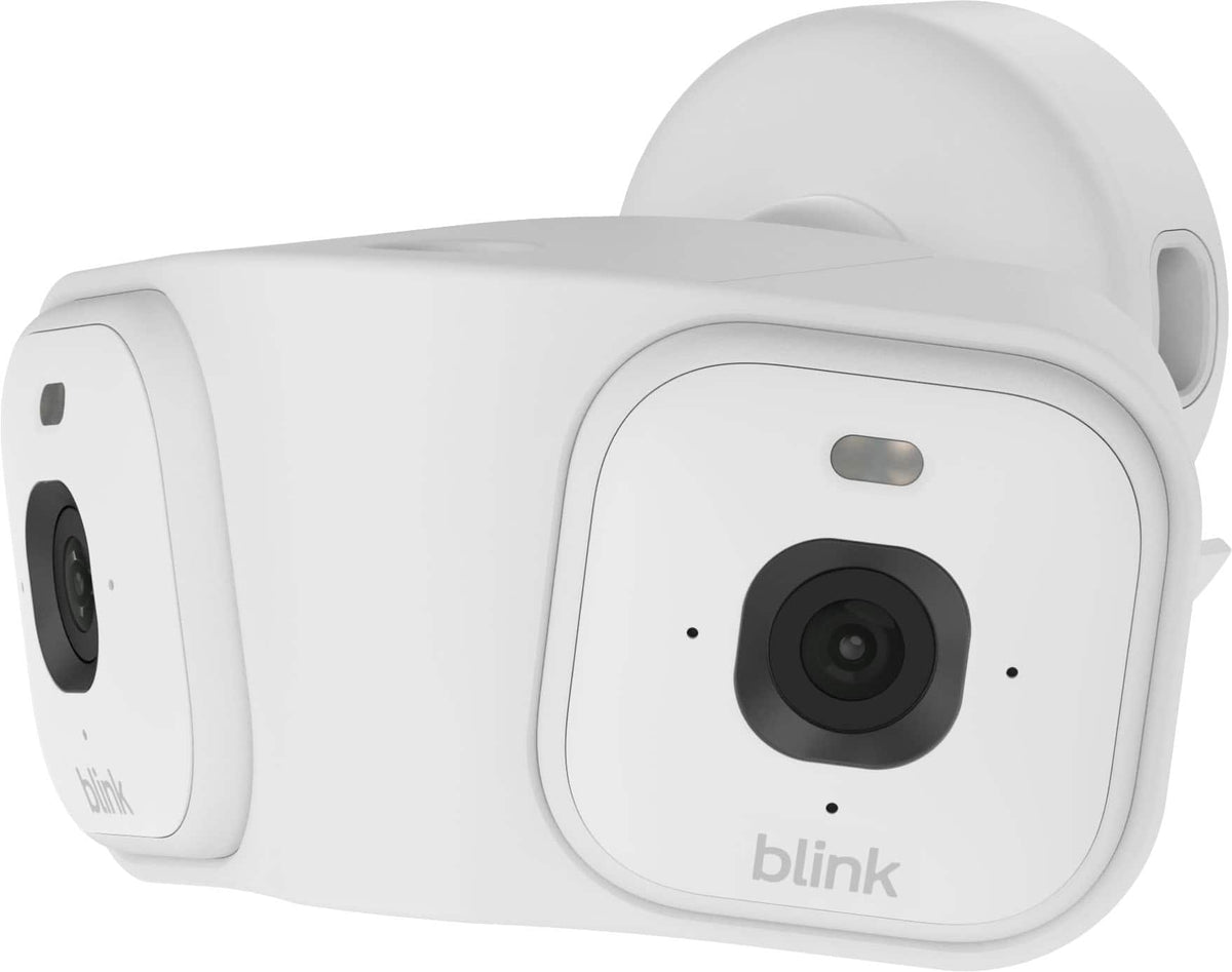 Blink - Arc – Hard Wired Panoramic Vision, 180° coverage, Mini 2K+ dual-camera security, single power source – 2 cameras - White