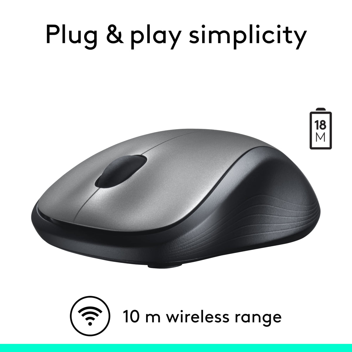 Logitech - M310 Wireless Optical Ambidextrous Mouse - Wireless - Silver