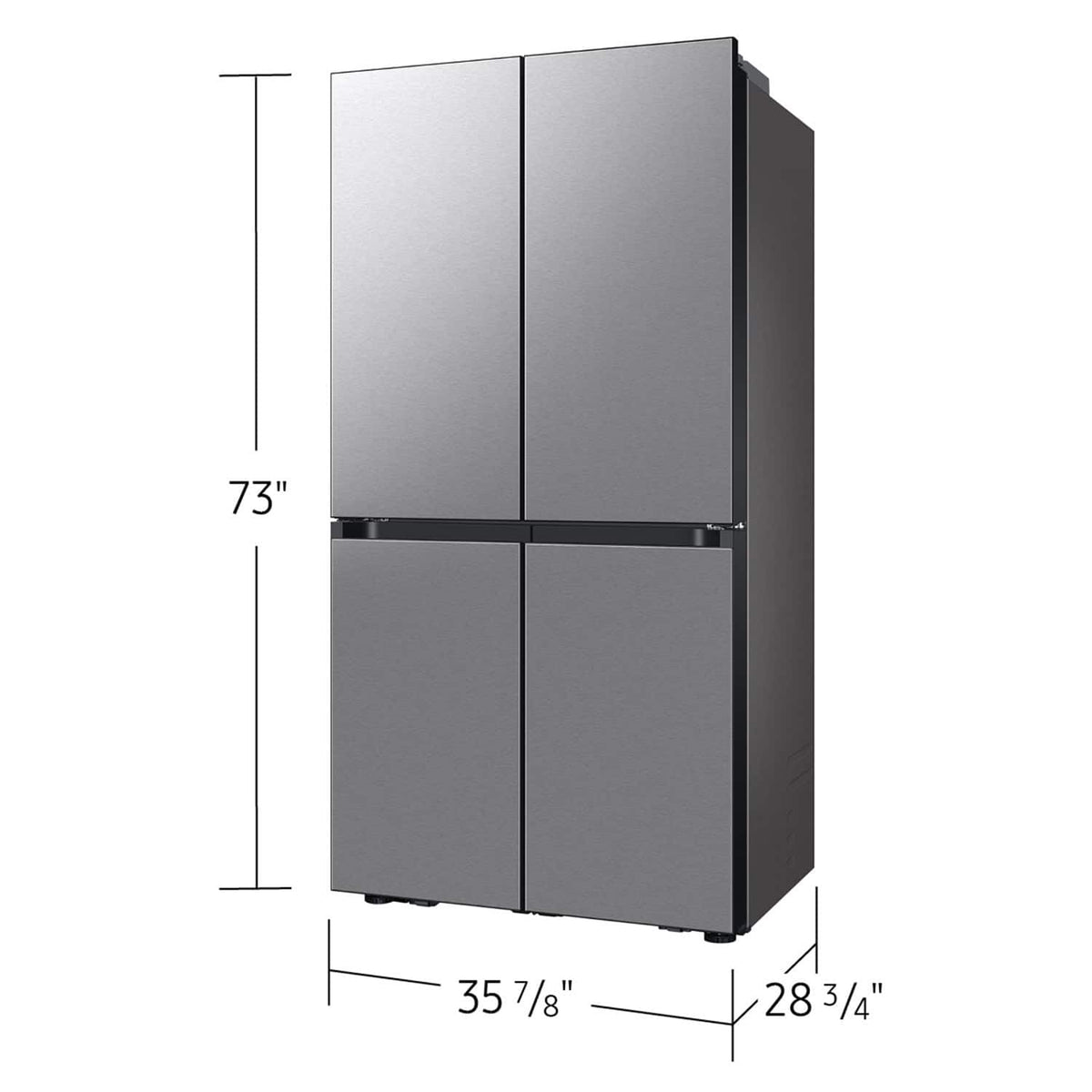 Samsung - 36 in. Wide Bespoke 23 cu. ft. Counter Depth 4-Door French Door Refrigerator with AI Hybrid Cooling - Stainless Steel