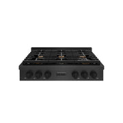 ZLINE - 36 in. Wide 6 Burner Paramount Gas Rangetop with  and Porcelain Cooktop in Black Satin Steel (SRTBS-BR-36) - Black Satin Stainless Steel