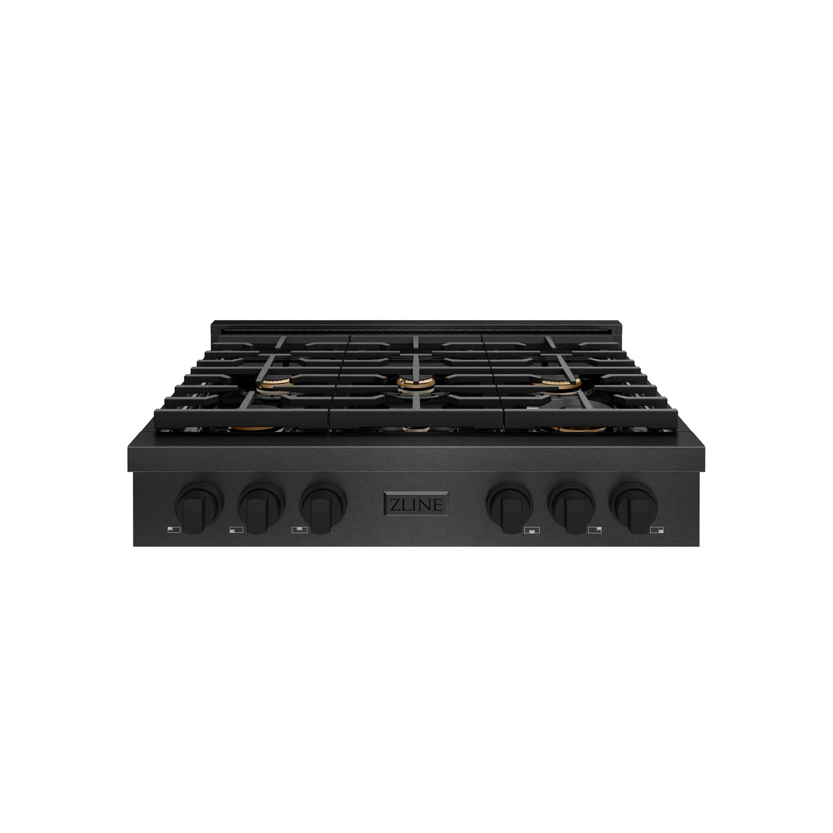 ZLINE - 36 in. Wide 6 Burner Paramount Gas Rangetop with  and Porcelain Cooktop in Black Satin Steel (SRTBS-BR-36) - Black Satin Stainless Steel