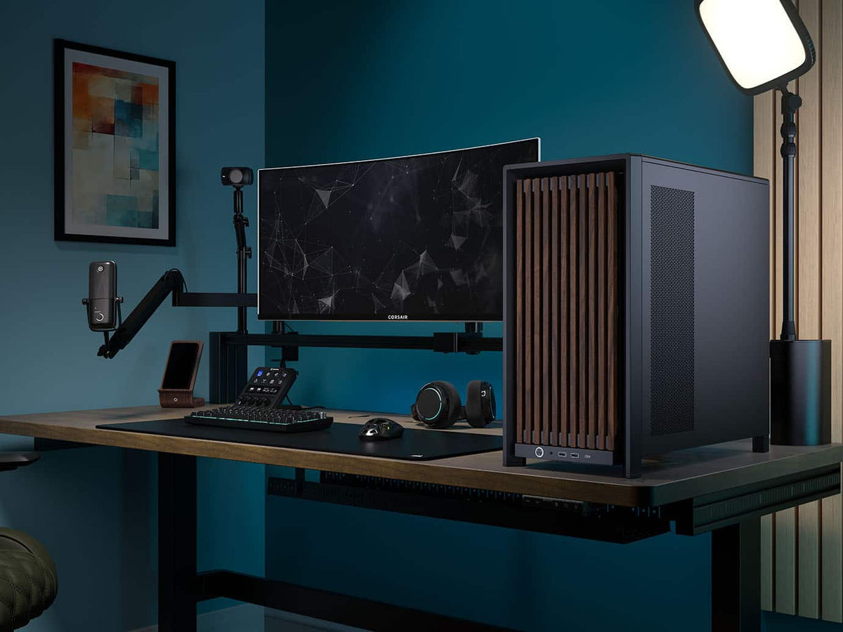 CORSAIR - FRAME 4000D WOOD RS Modular High Airflow Mid-Tower PC Case - Black & Walnut