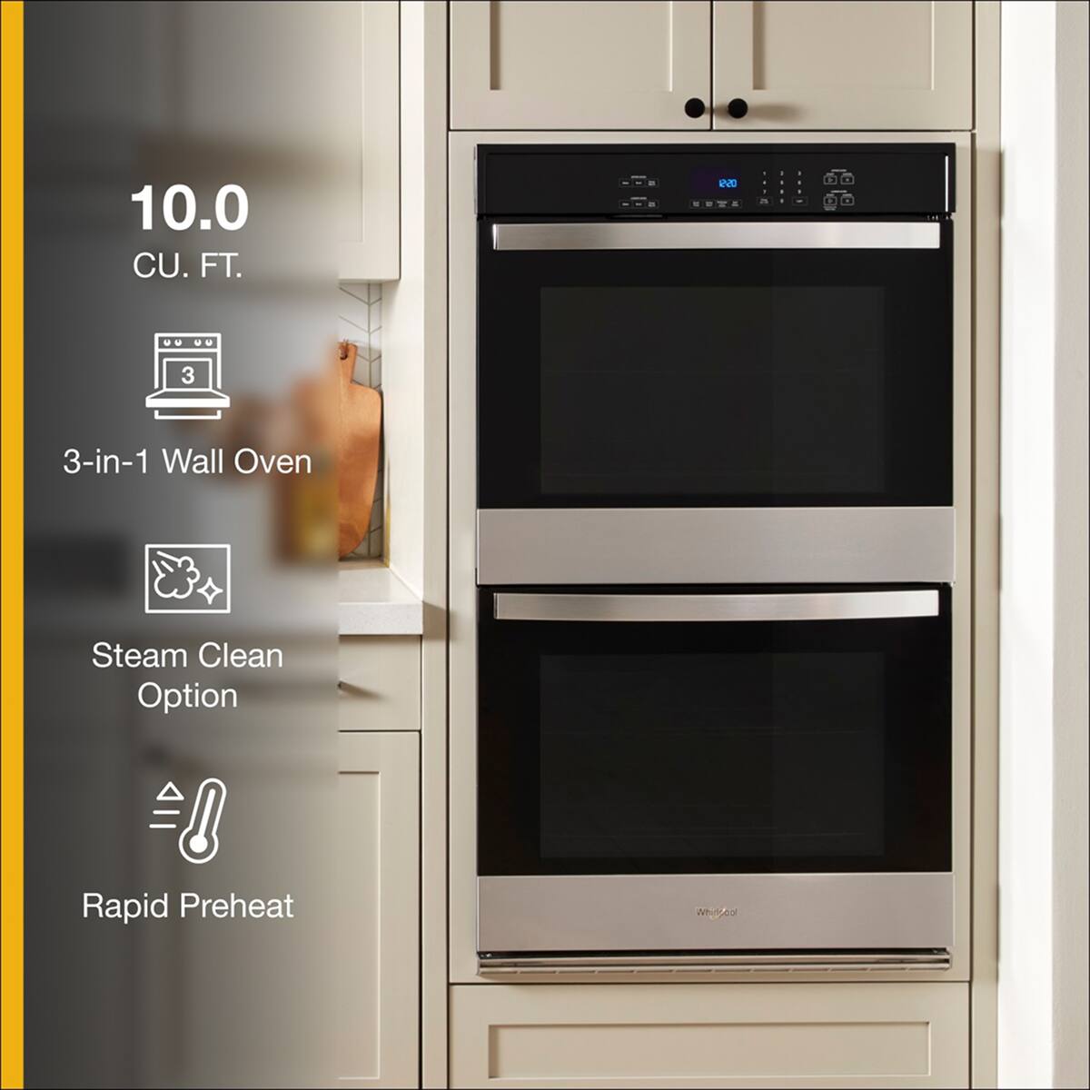 Whirlpool - 10.0 Total Cu. Ft. Double Self-Cleaning Wall Oven - Stainless Steel