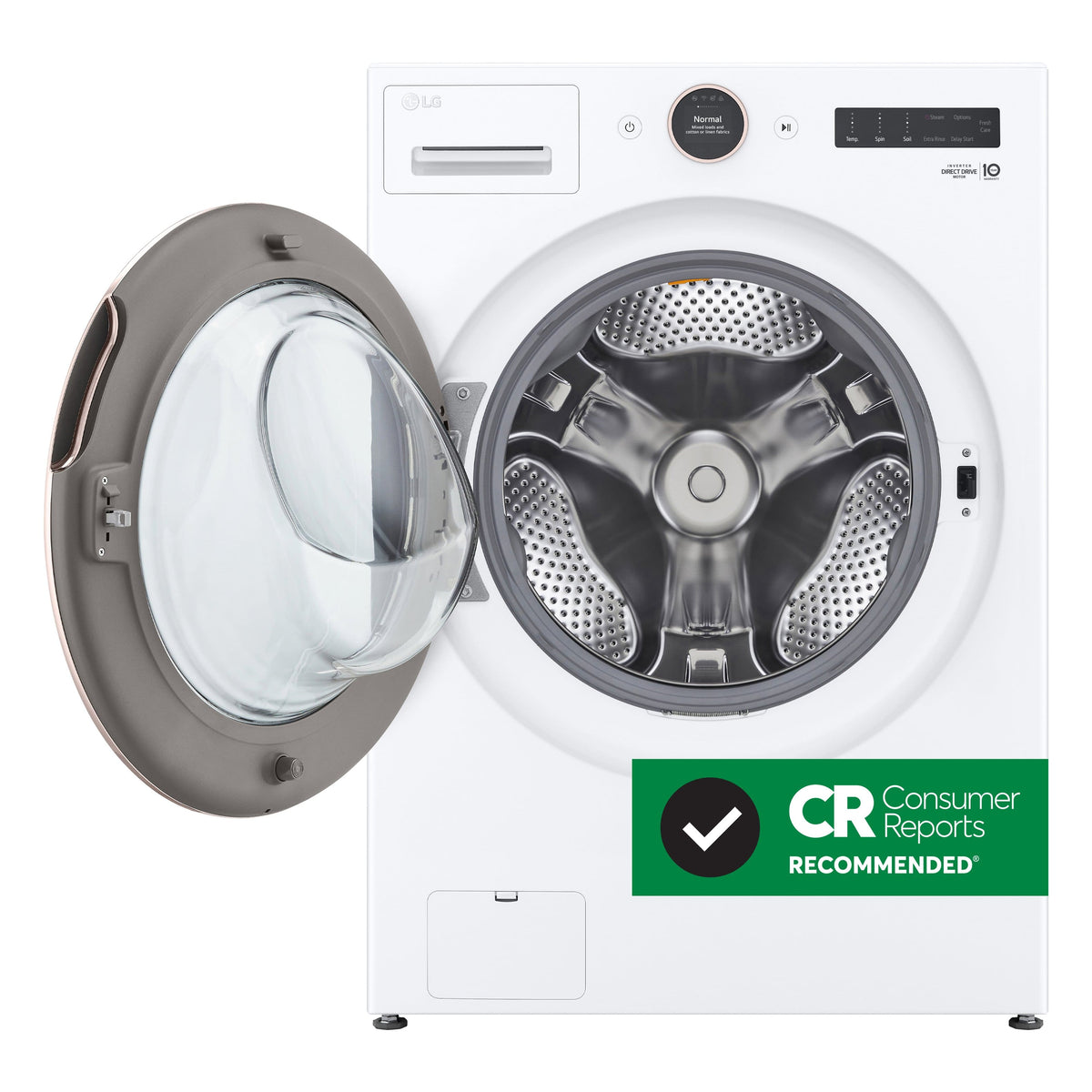 LG - 5.0 Cu. Ft. High-Efficiency Stackable Smart Front Load Washer with Steam and TurboWash 360 - White