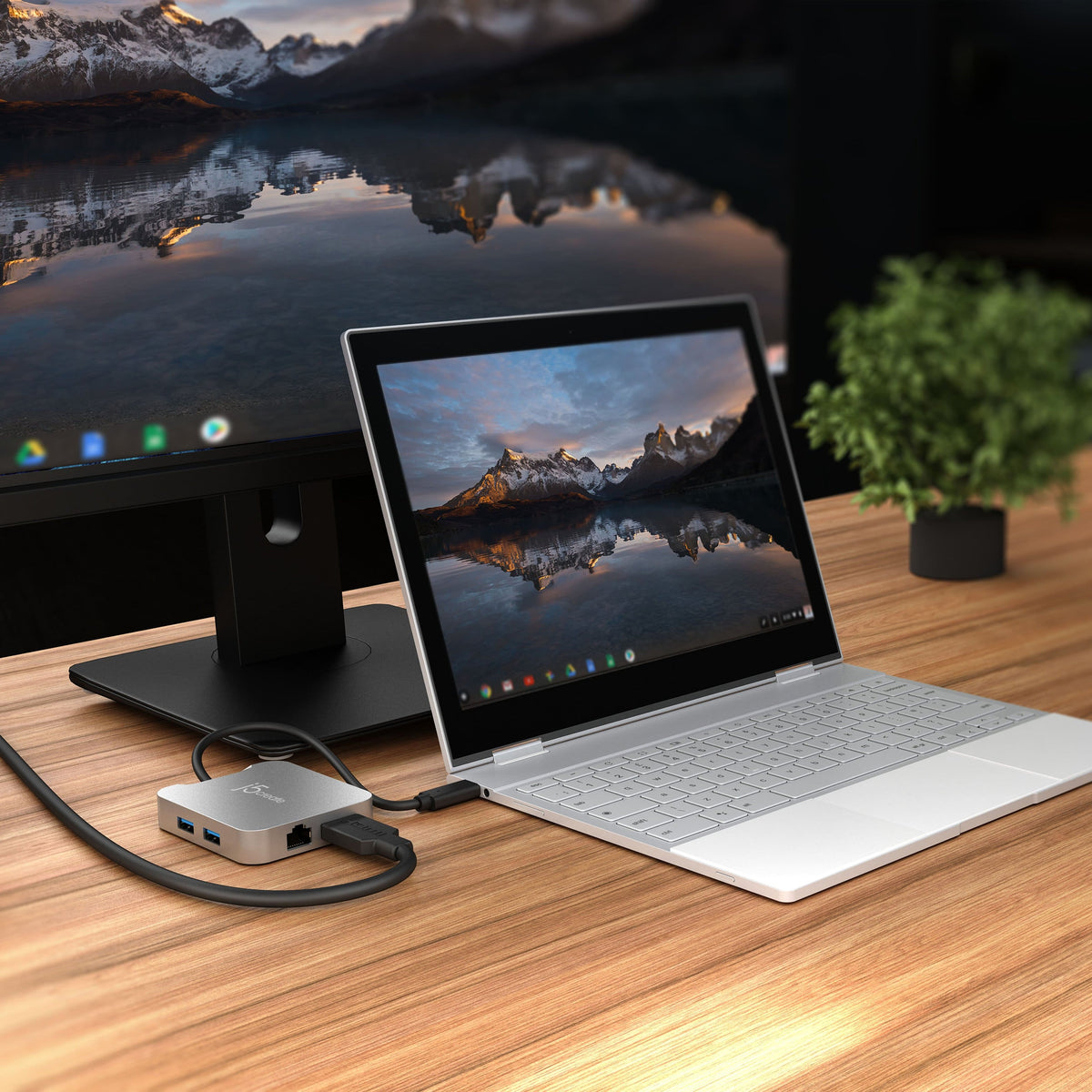 j5create - 4K60 Elite USB-C® PD Multi-Port Adapter for ChromeOS, Windows, macOS - Silver
