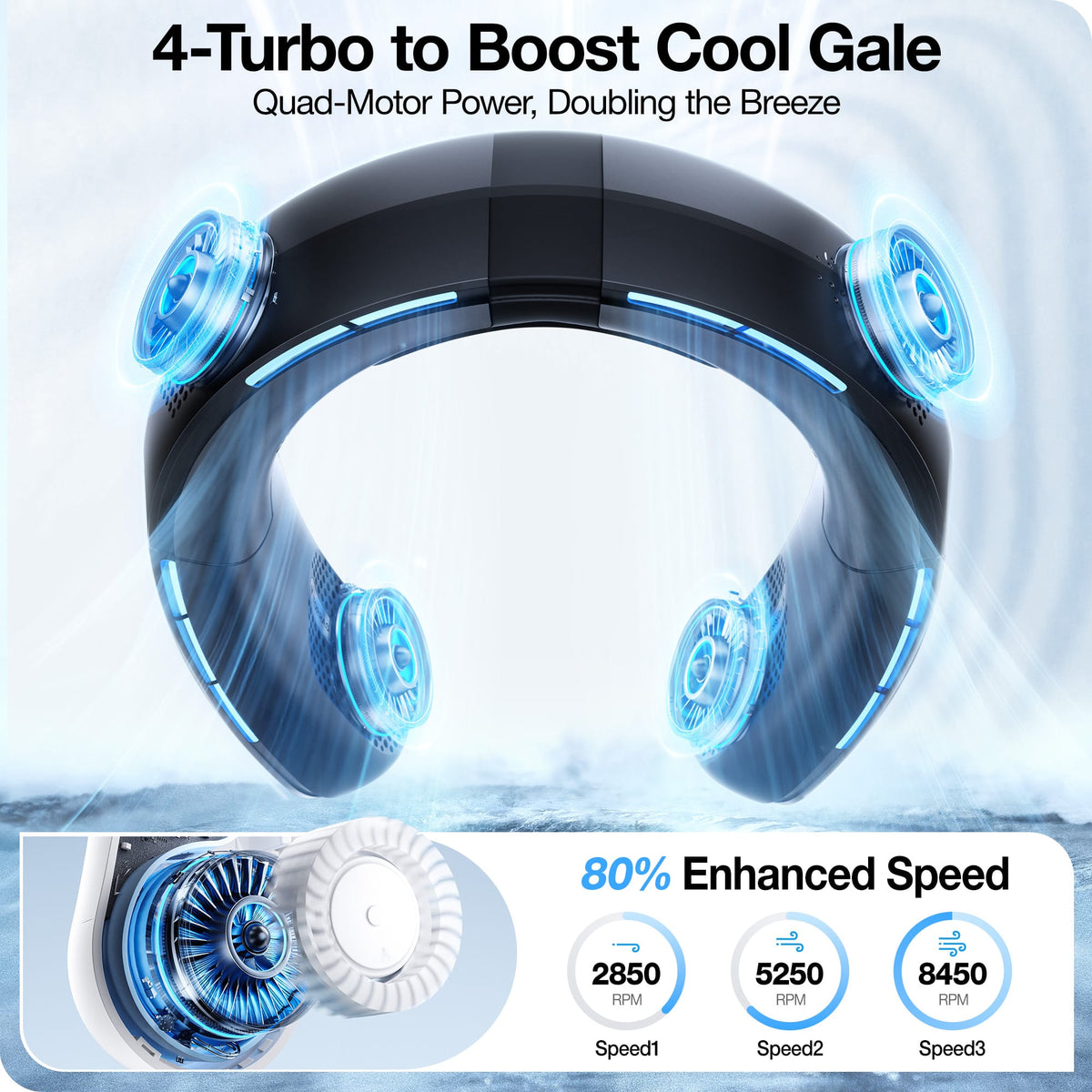 TORRAS - COOLiTE Portable Foldable Neck Fan - Space Black