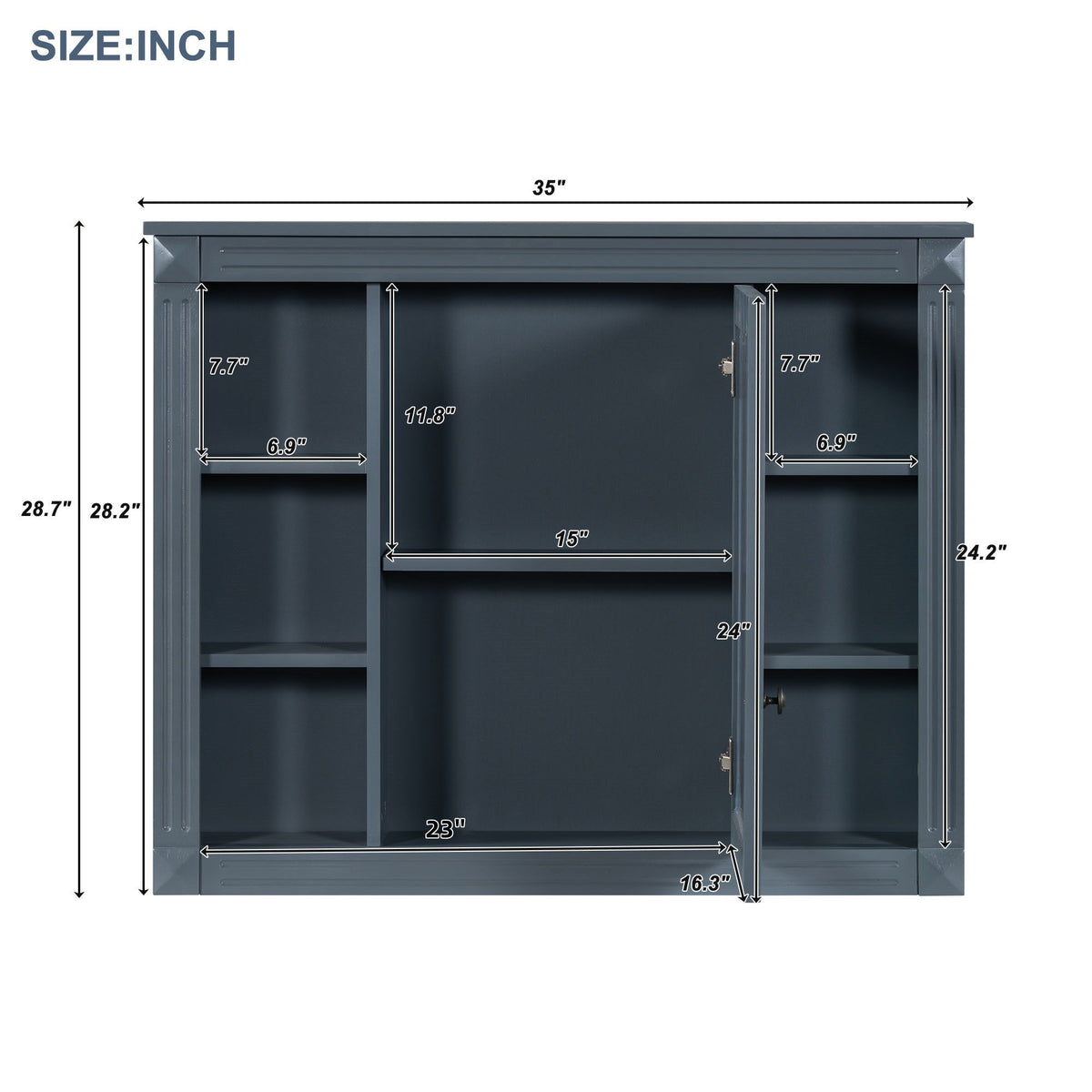 Wall Mounted Bathroom Storage Cabinet With Mirror, Cabinet With 6 Open Shelves And Adjustable Interior