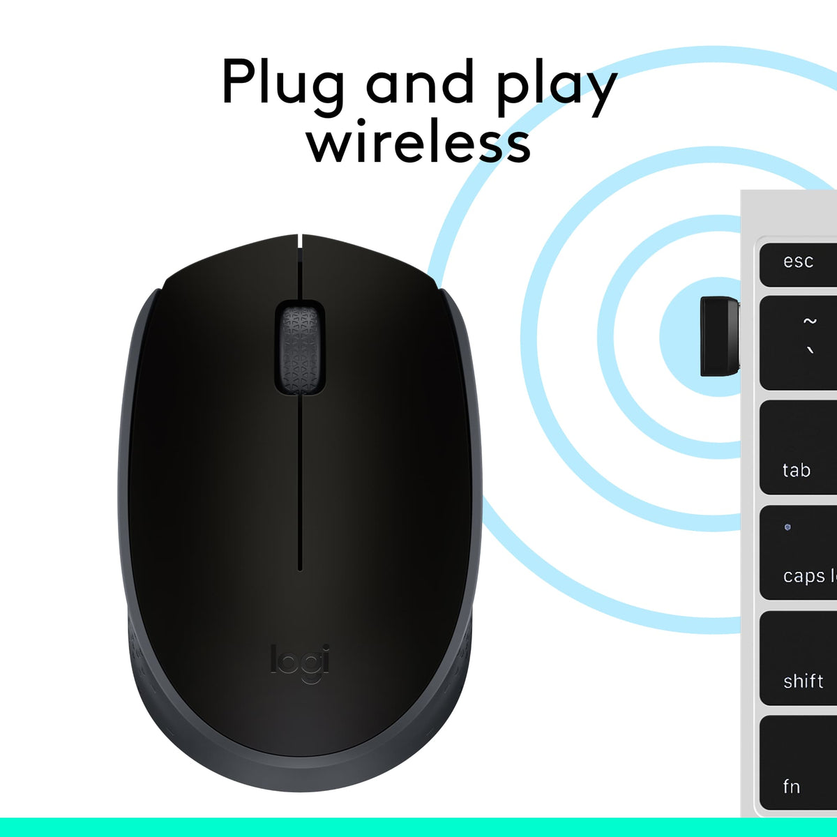 Logitech - M170 Wireless Compact Optical Ambidextrous Mouse - Wireless - Black