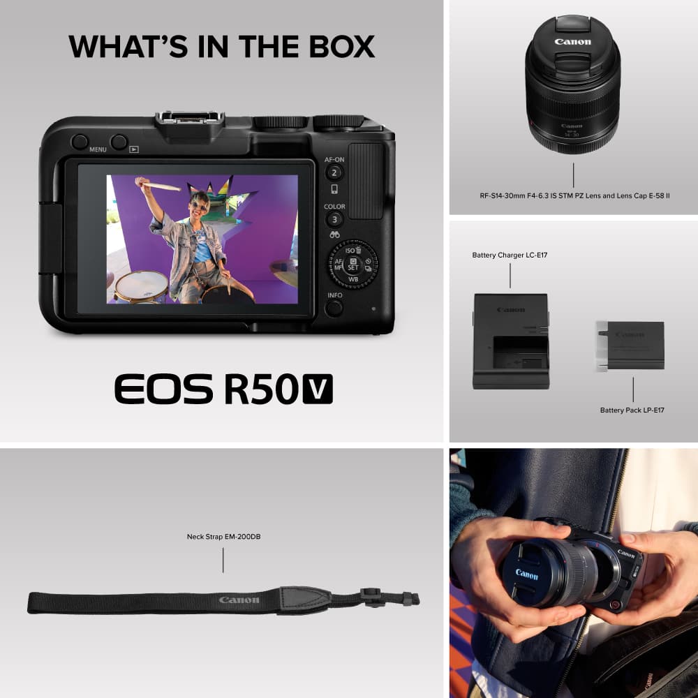 Canon - EOS R50 V 4K Video Mirrorless Camera with RF-S14-30mm F4-6.3 IS STM PZ Lens - Black