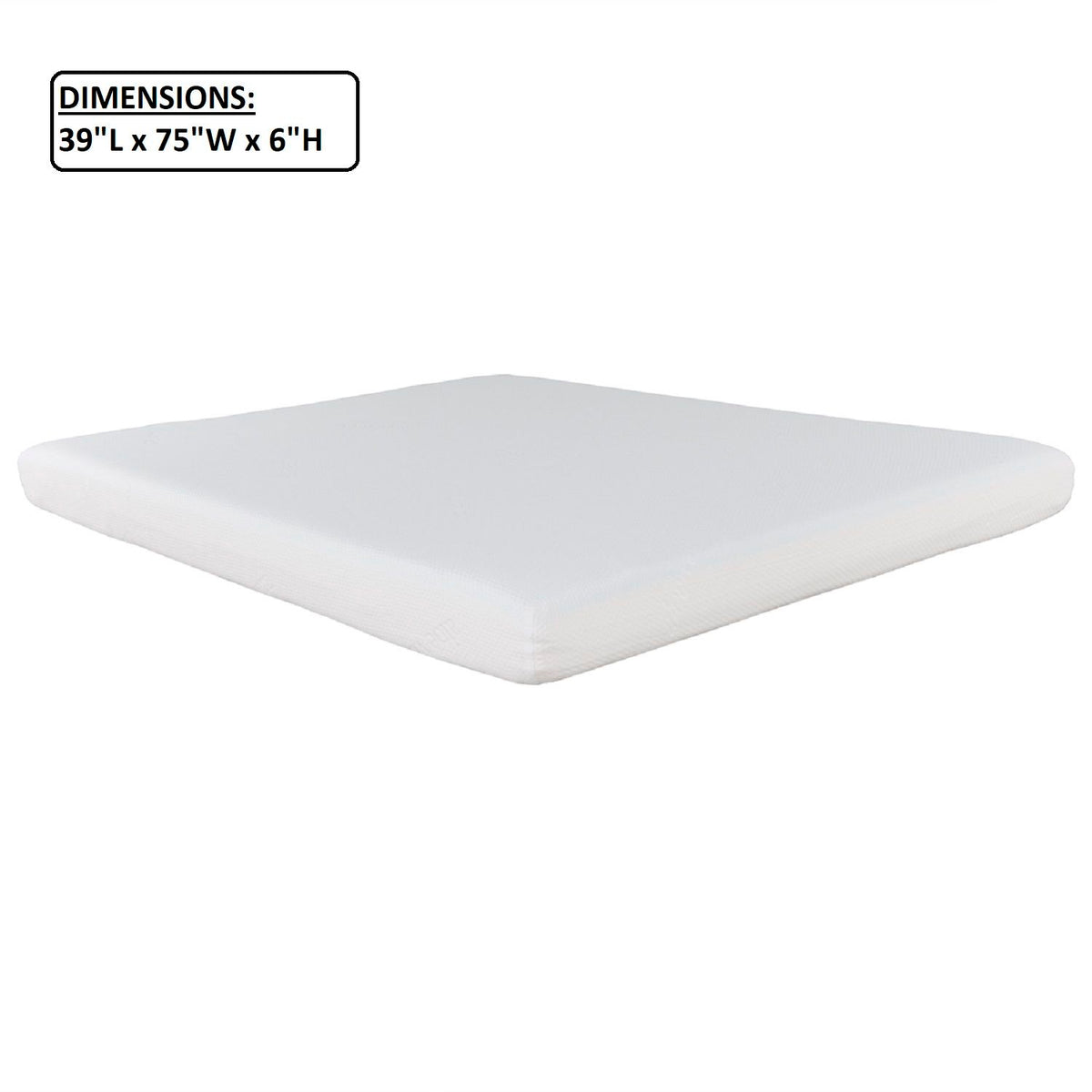 Colchón de espuma viscoelástica con gel firme de 6" en caja, colchón de cama de doble capa suave - Blanco - Matrimonial