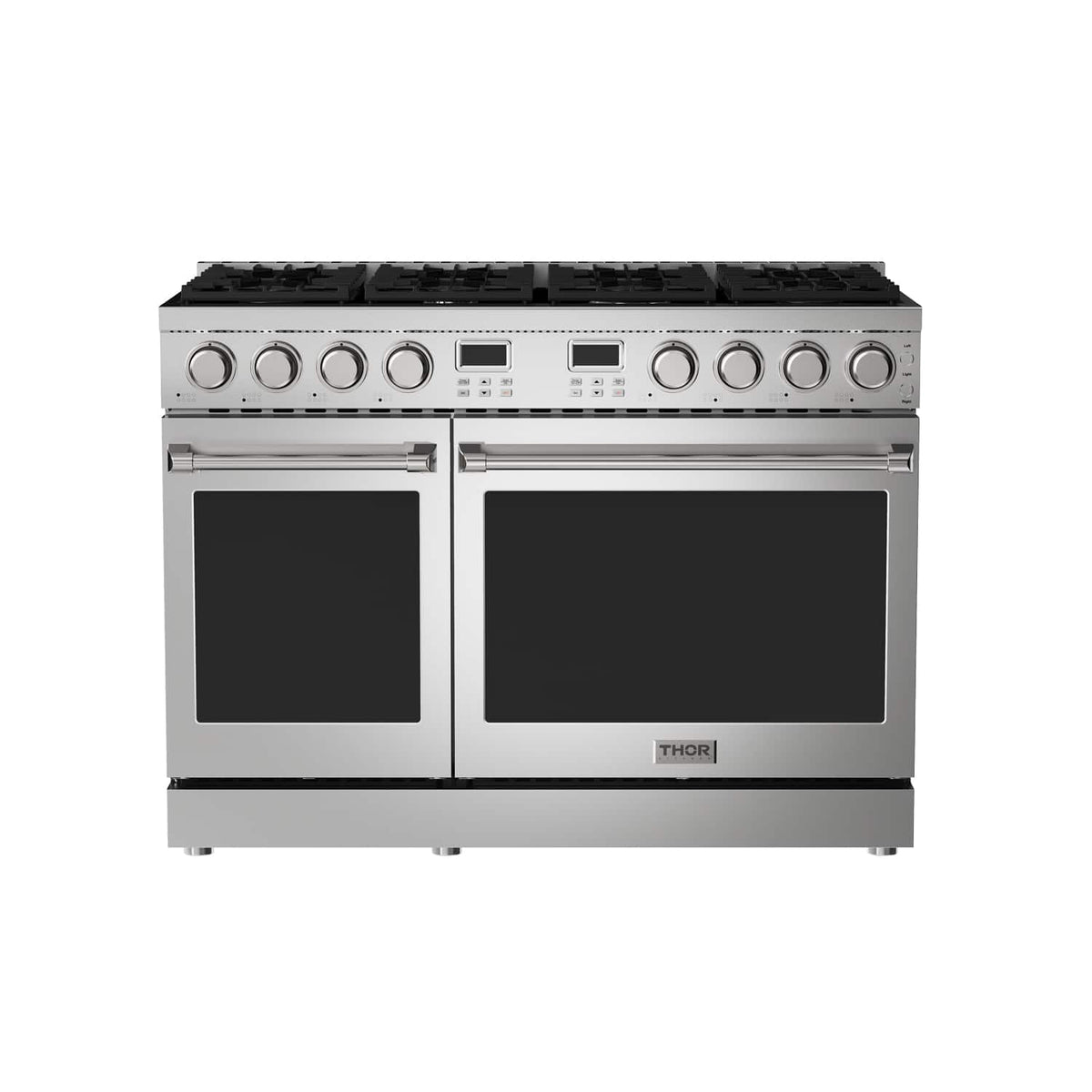 Thor Kitchen - 48 in. Wide 8 Burner 7.6 Cu. Ft. Contemporary Freestanding Double Oven LP Gas Range - Stainless Steel